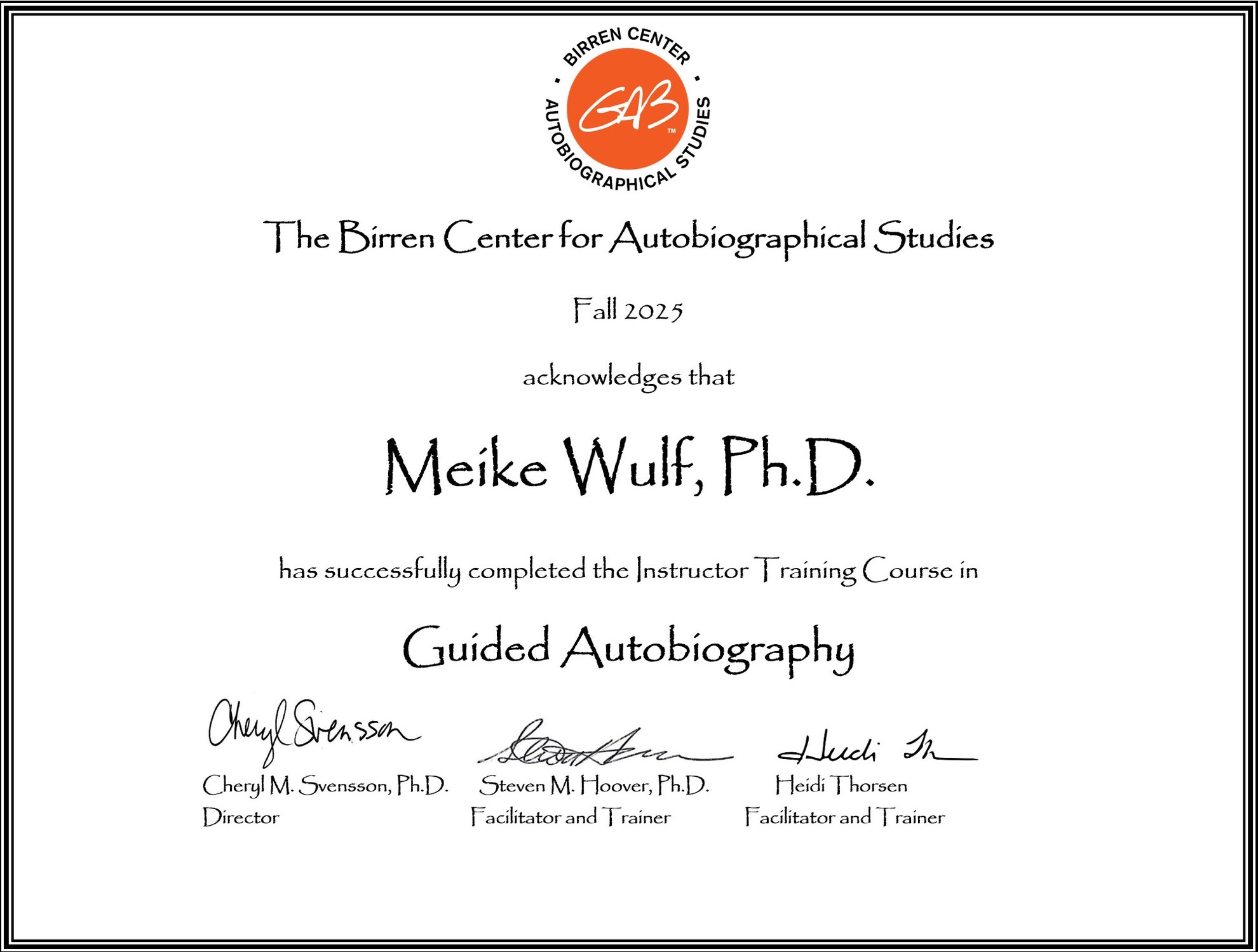 MEINE PERSÖNLICHE GUIDED AUTOBIOGRAPHY REISE