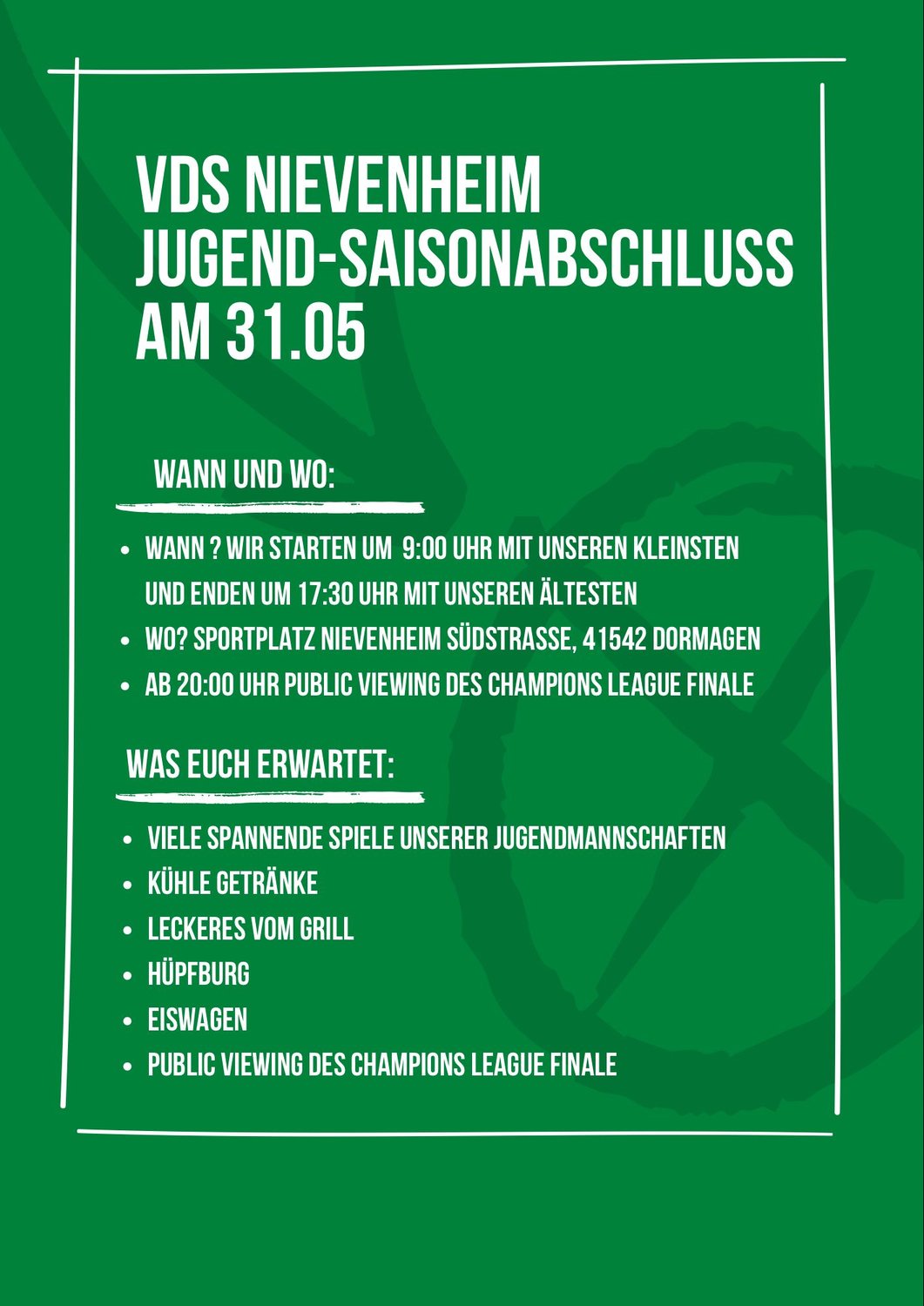 Saisonabschluss am 31. Mai