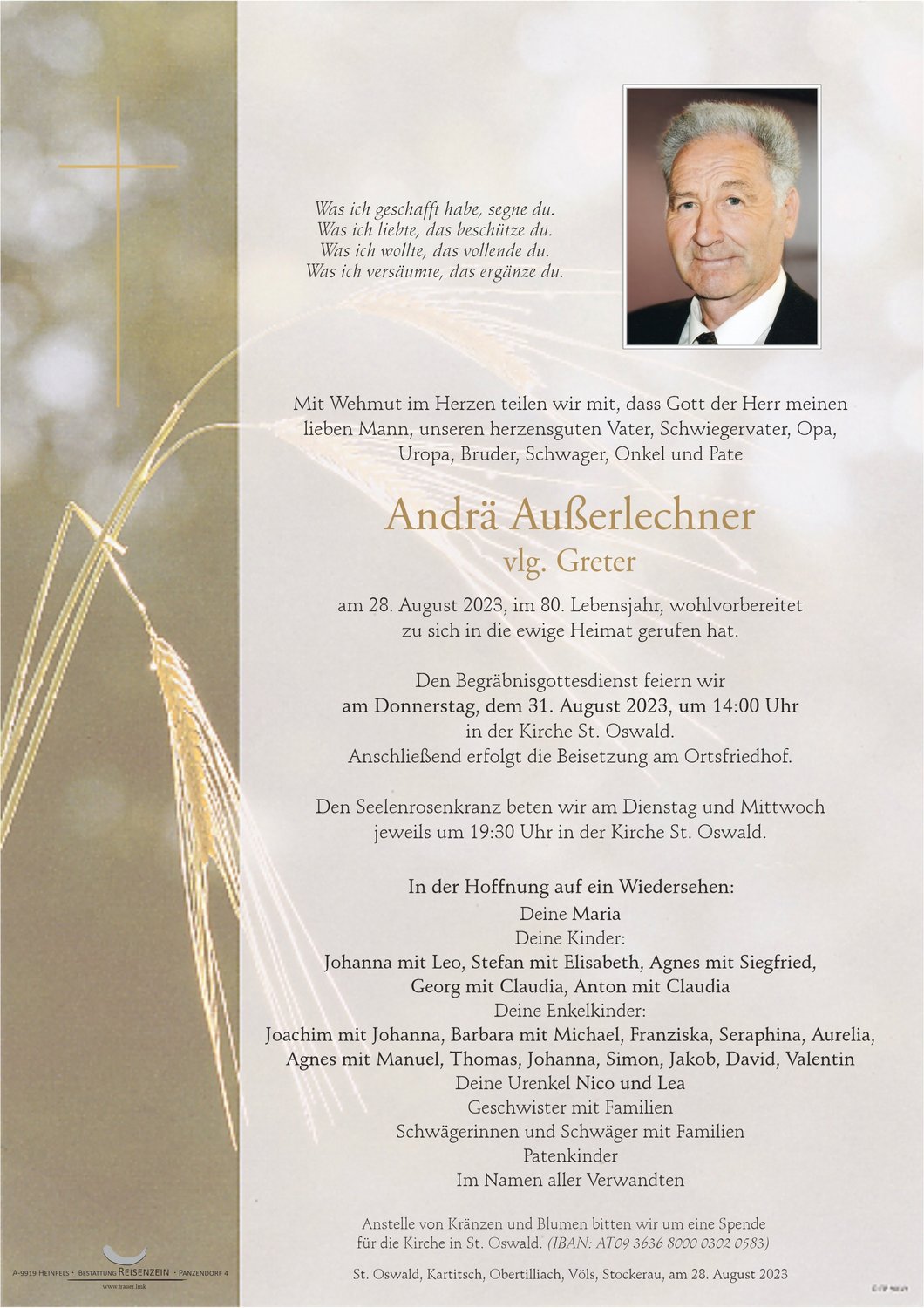 Begräbnis Außerlechner Andrä