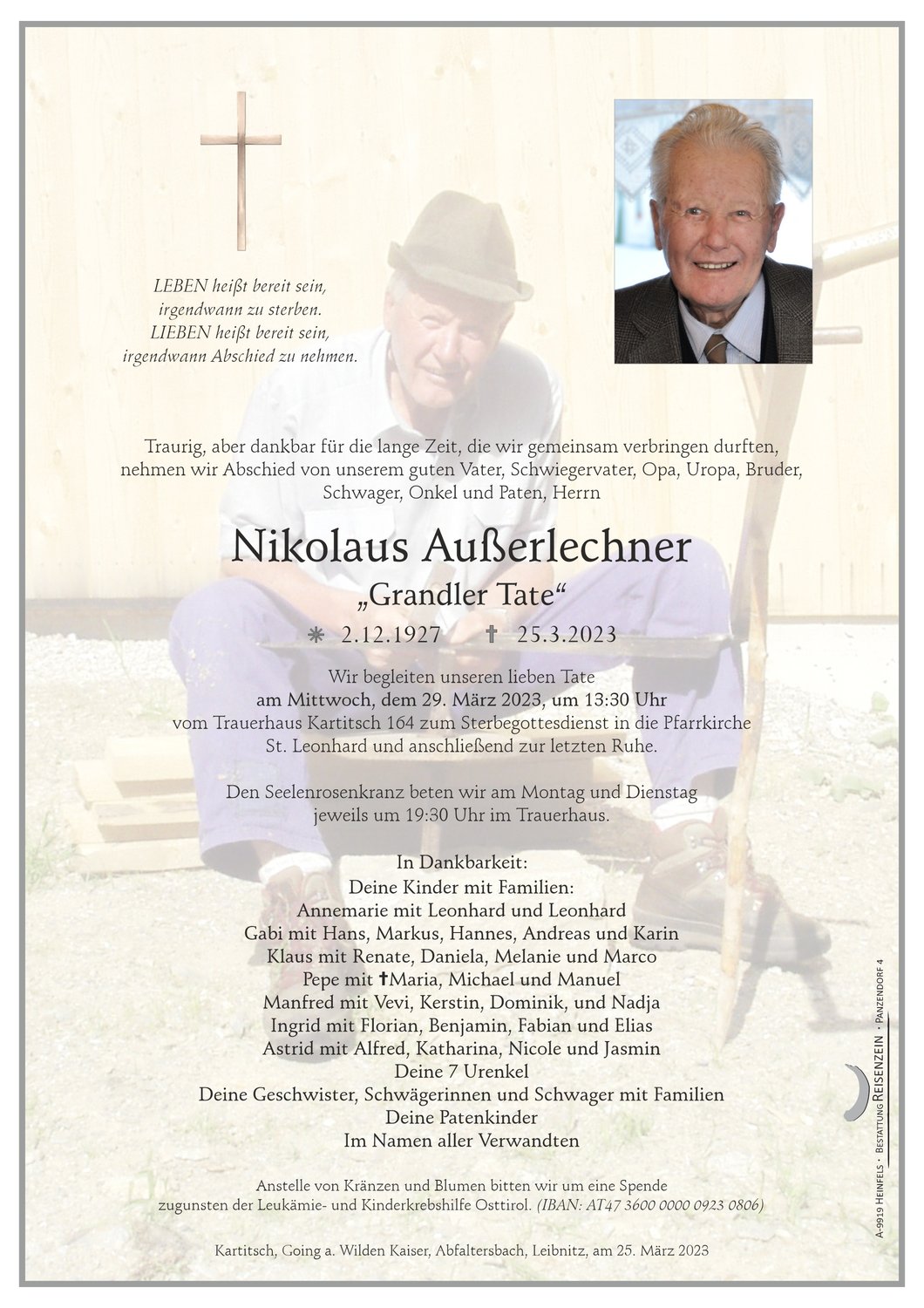 Begräbnis Außerlechner Nikolaus