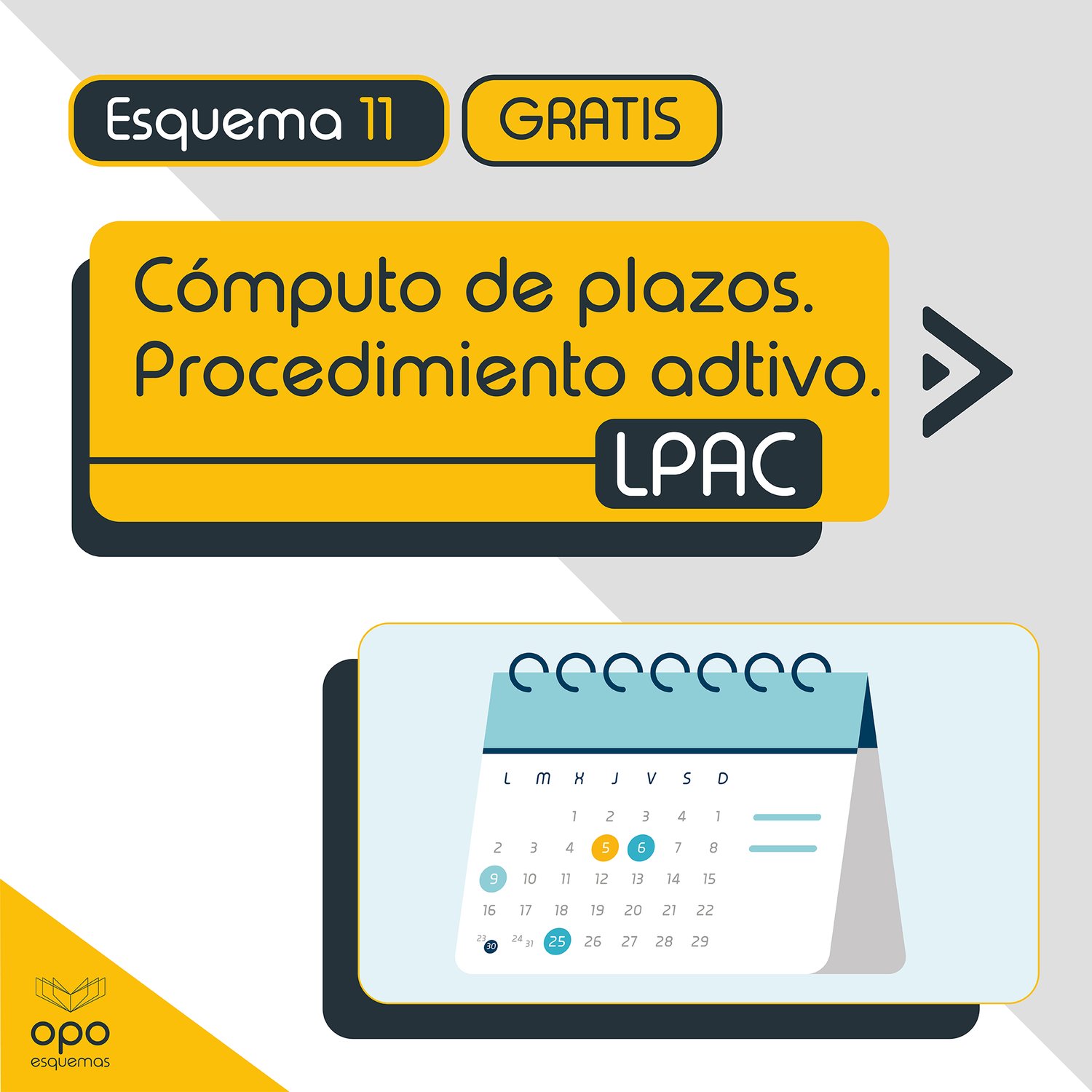 Esquemas Oposiciones. Cómputo de plazos. Ley 39/2015 del Procedimiento Administrativo Común de las Administraciones Públicas.