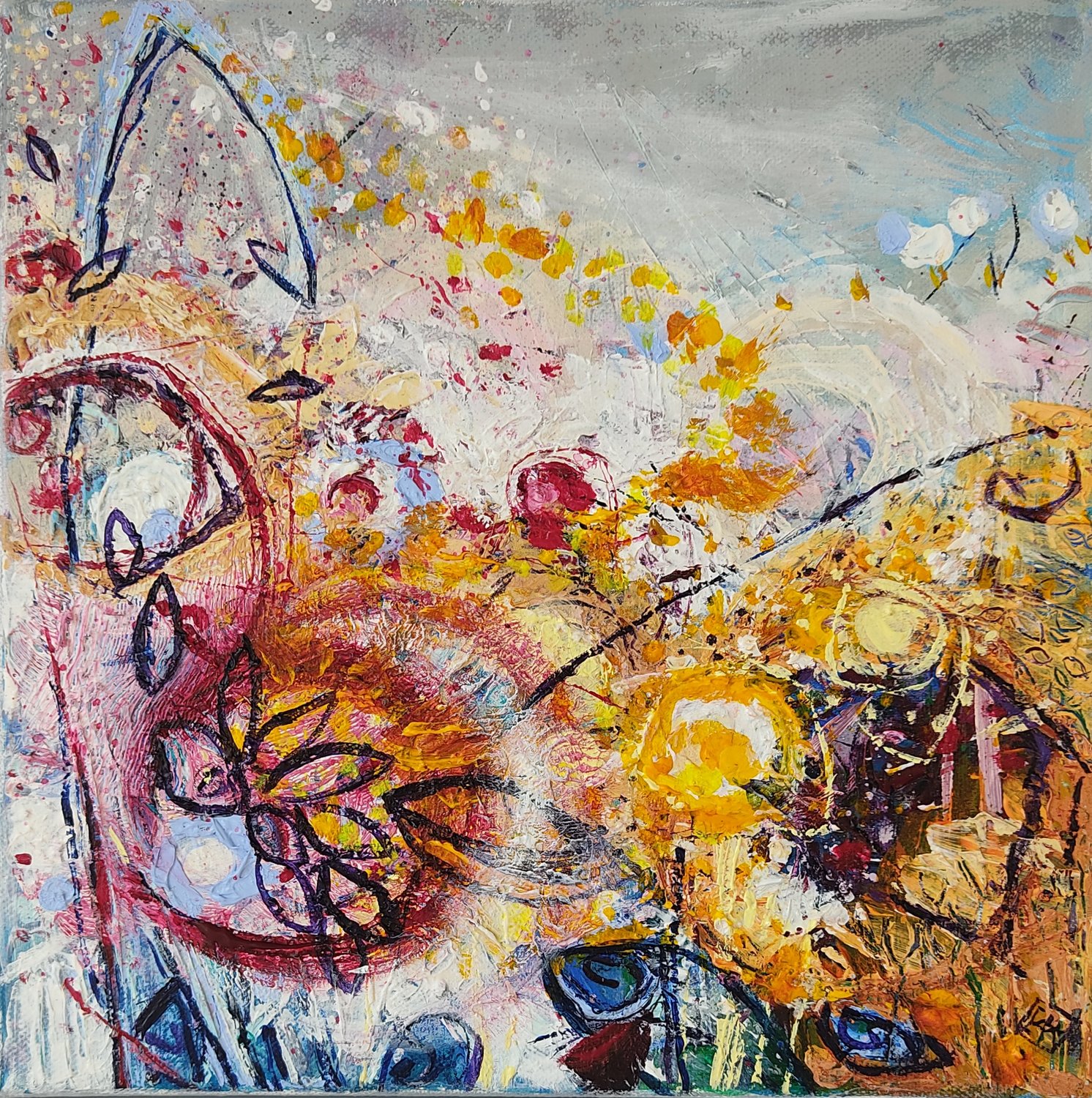 4 nouvelles acryliques de la série Fantaisie en jardin, cliquez sur l'image pour les retrouver dans la Galerie FANTAISIE EN JARDIN