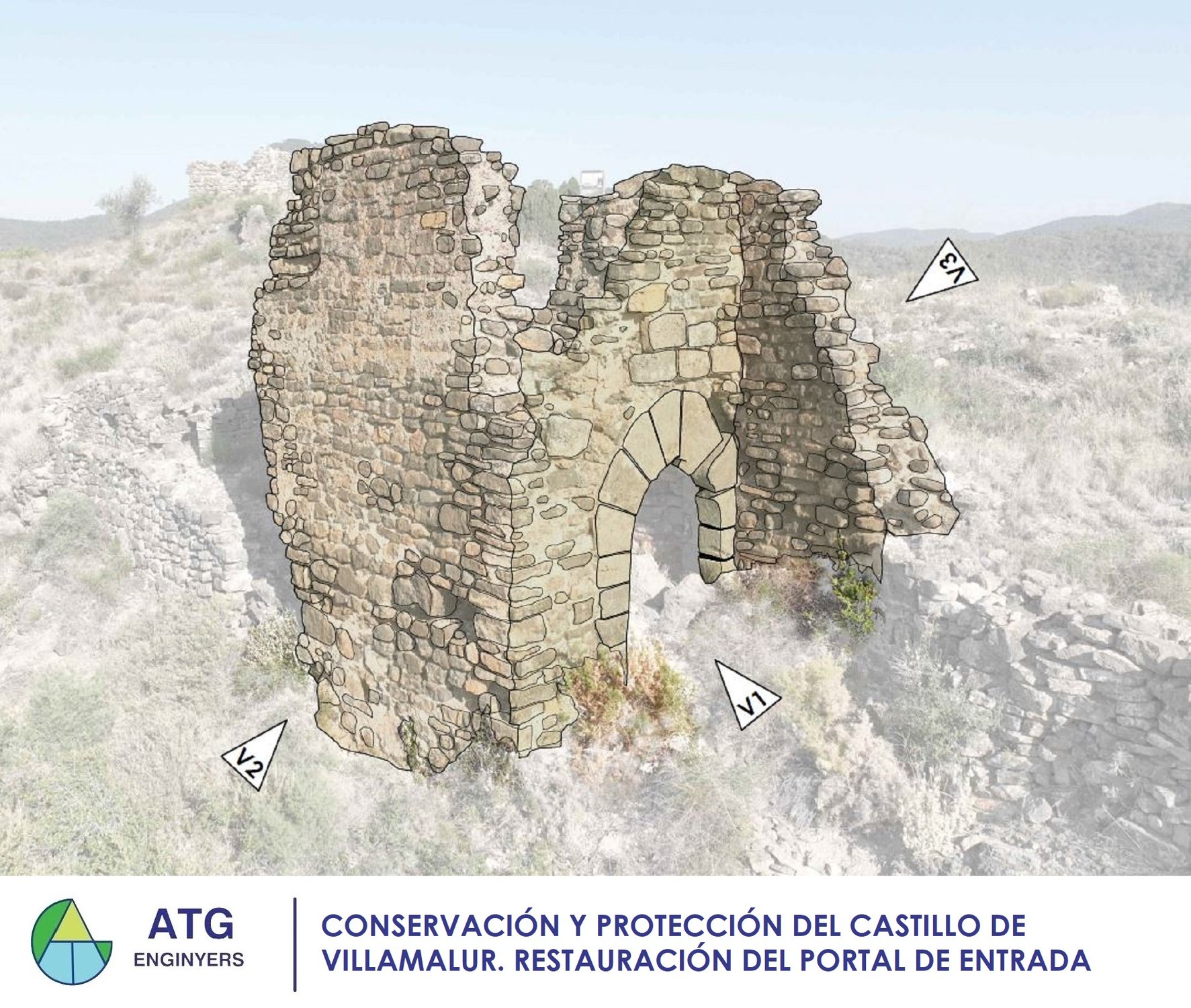 Conservación y protección del Castillo de Villamalur. Restauración del portal de entrada.