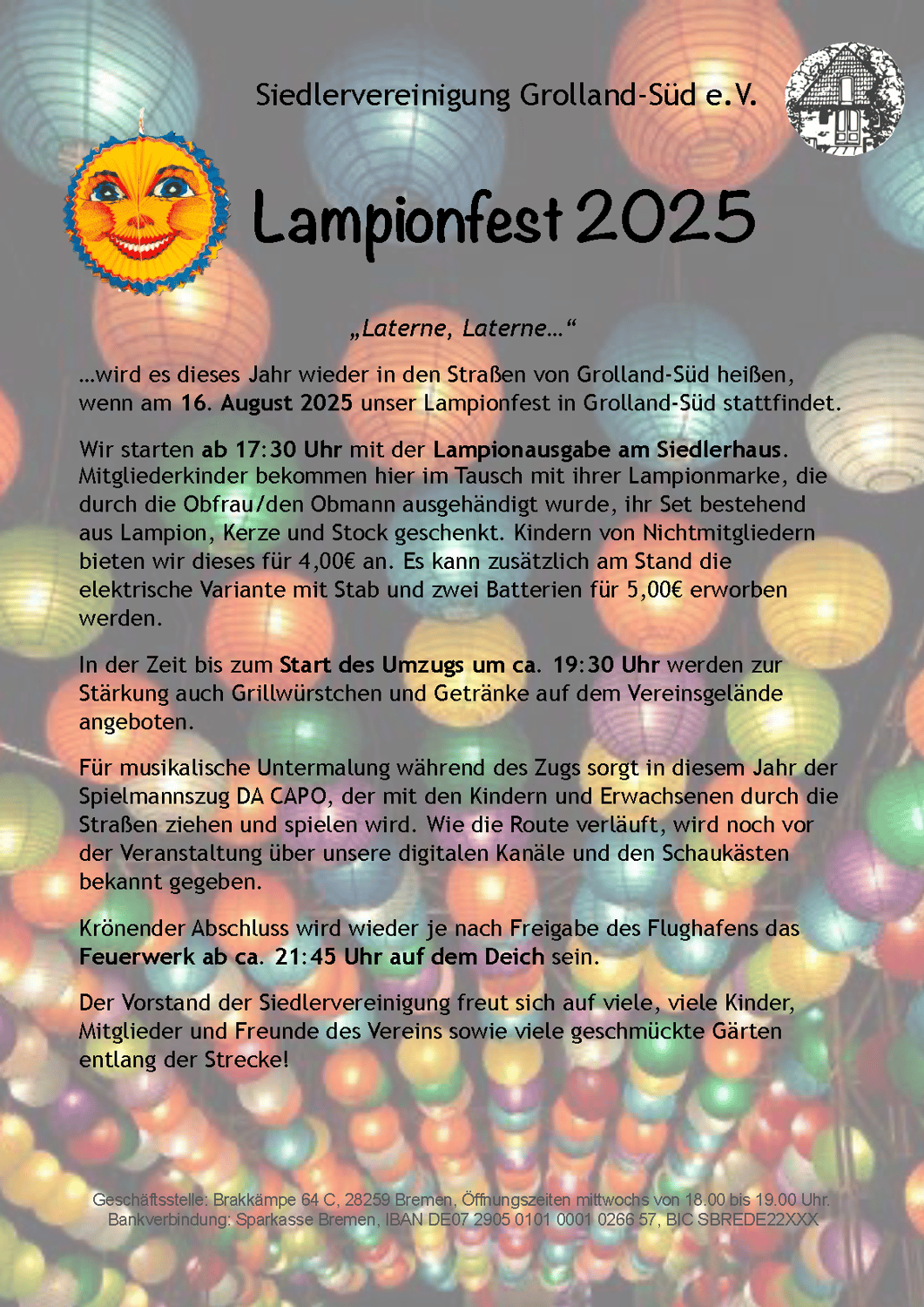 Lampionfest am 16.08.2025 - Seid dabei...!