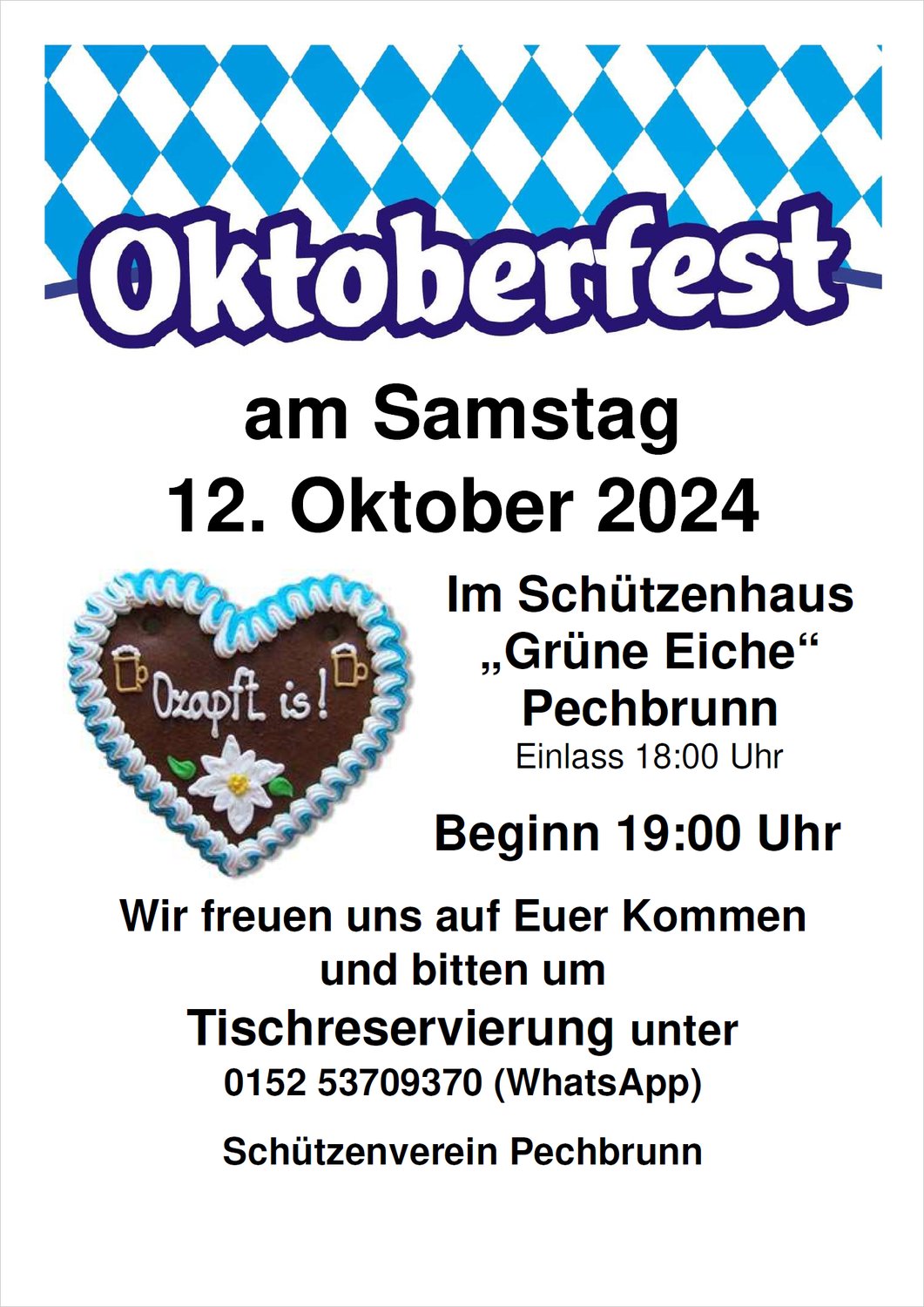 Oktoberfest beim Schützenverein Pechbrunn am 12. Oktober 2024