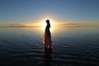 ウユニ湖の夕日