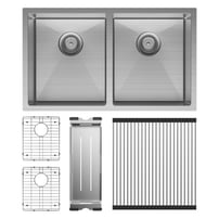 Hana 27L_27L Double Kitchen Sink Kit, Stainless Steel Fienza Builders Discount Warehouse