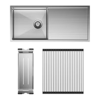 Hana 36L Single Kitchen Sink with Drainer Kit Fienza Builders Discount Warehouse