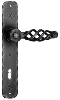 Maniglia porta ristrutturazione ferro battuto forgiato nero opaco 