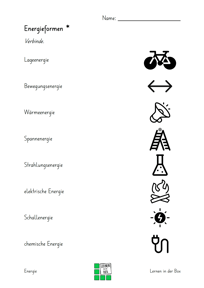 Arbeitsblatt: Energieformen