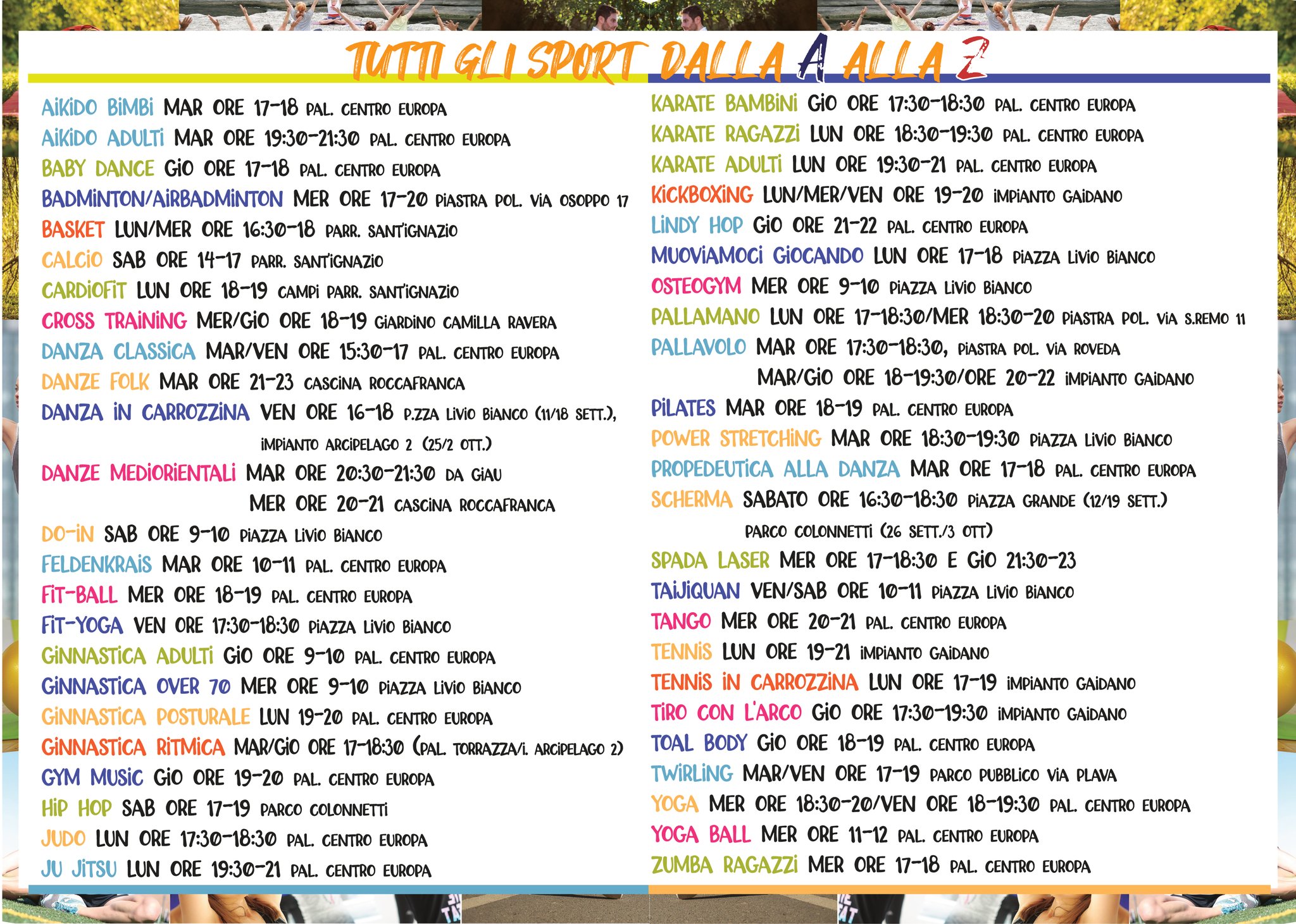 Tutti i corsi dalla A alla Z