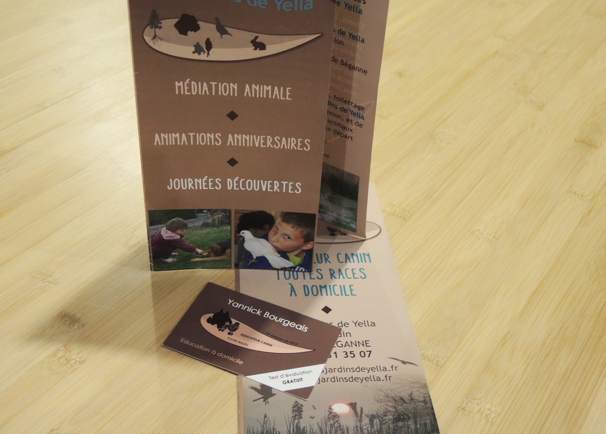 Cartes pro et dépliants 3 volets graphiste à Caden et Péaule