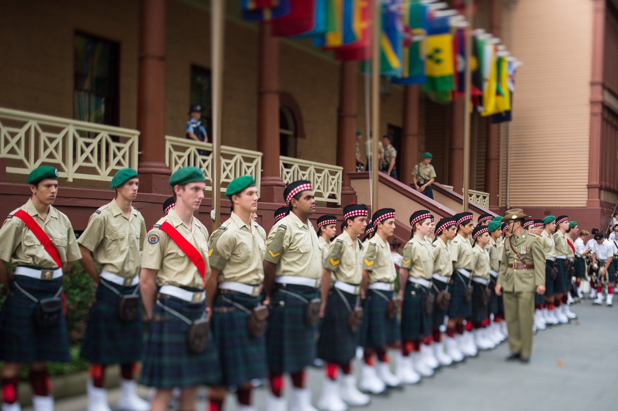 The guards stand to attention