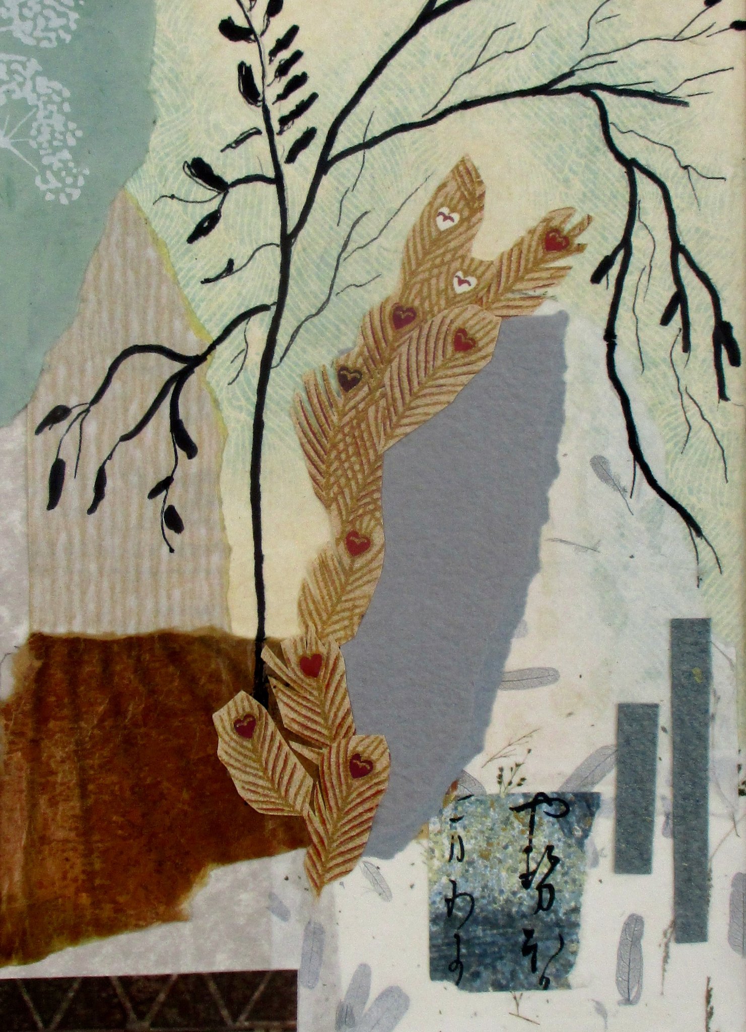 Spring (Haru), collage, 12 x 16 matted SOLD