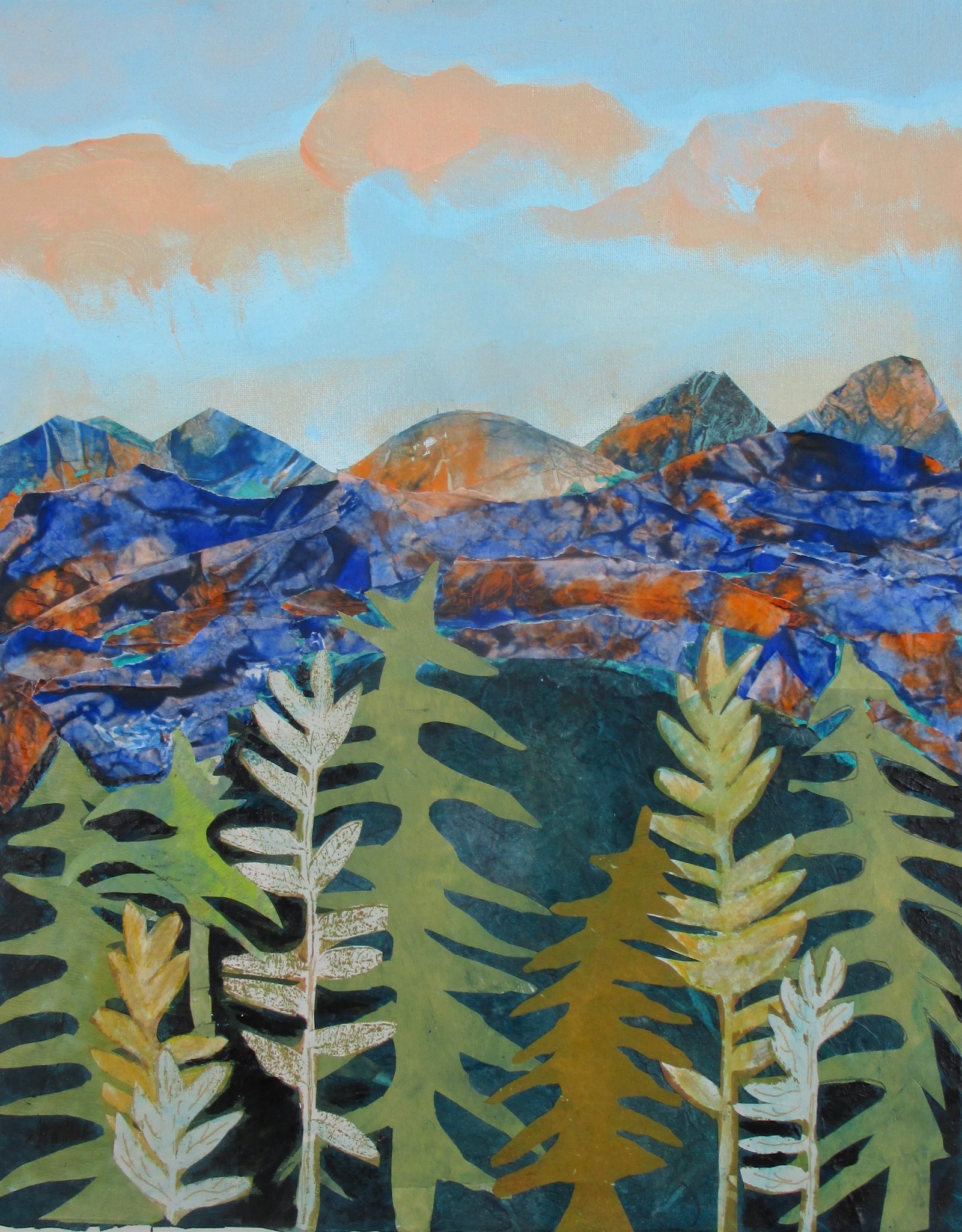 Spring Shower, mixed media, 20x16