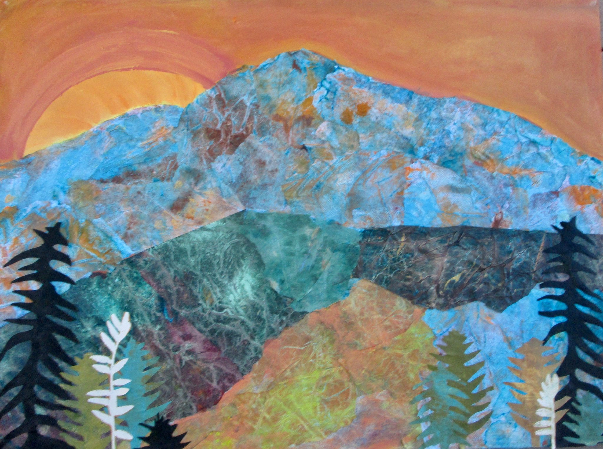 Alpenglow (Sunrise Over the Sangres) mixed media, 30x40