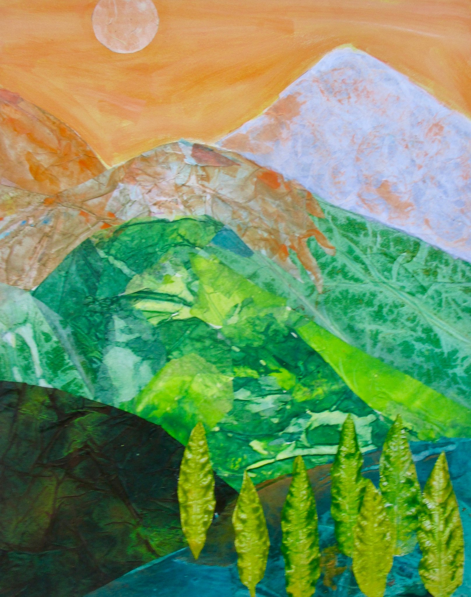 Sunset's Glow, mixed media, 20x16