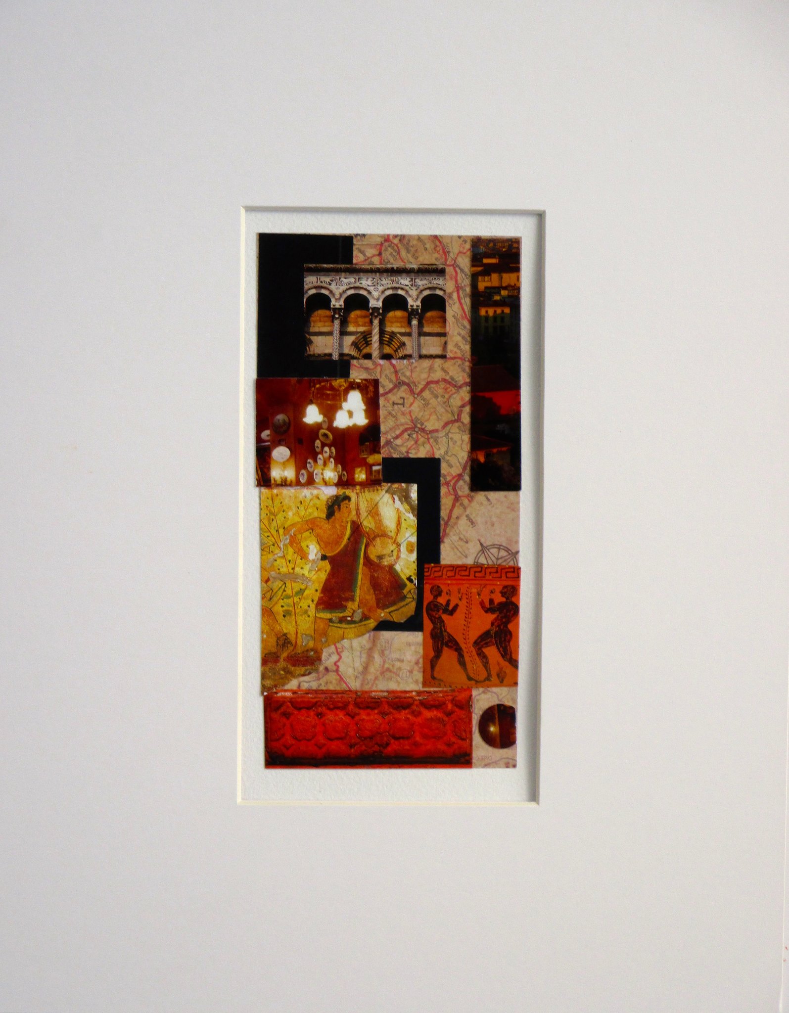 Italia, collage on paper, 11 x 14, matted