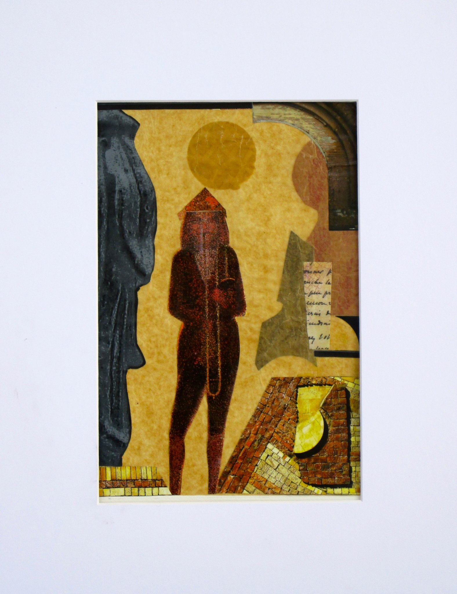 Bilbao, collage on paper, 14 x 18, matted