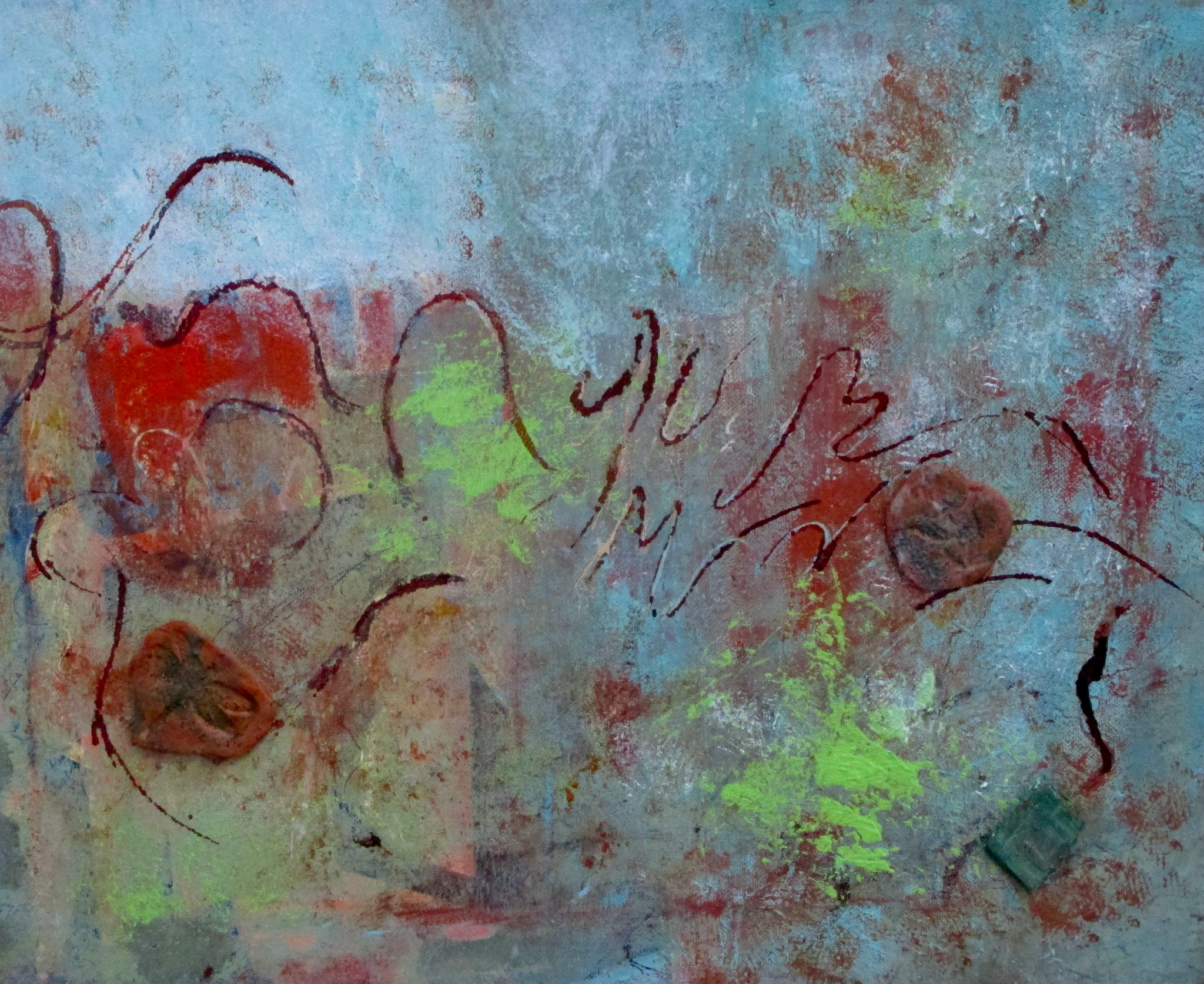 Dragonfly Rock, acrylic, clay on canvas, 18 x 14 SOLD