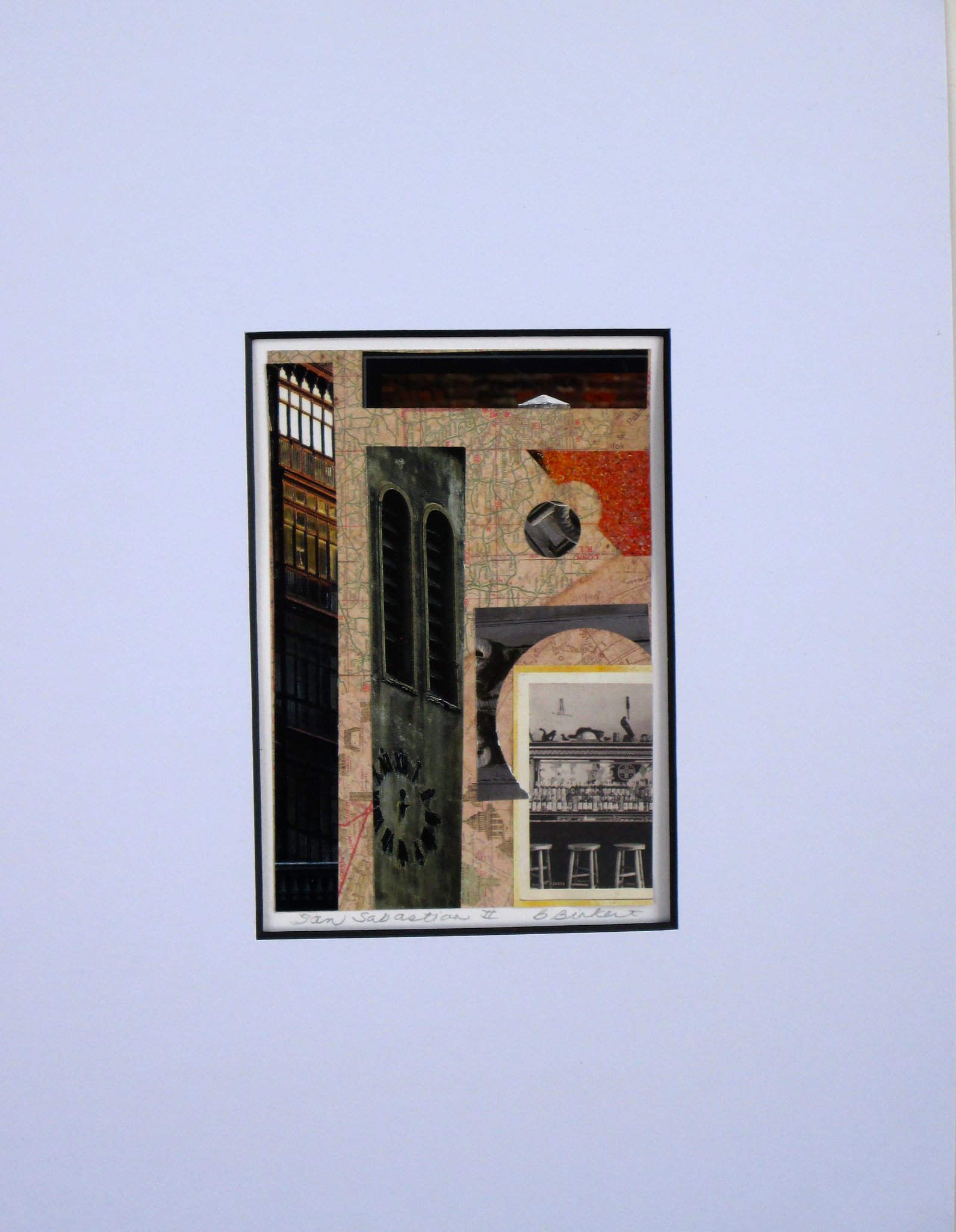 San Sabastian, collage on paper, 11 x 14, matted