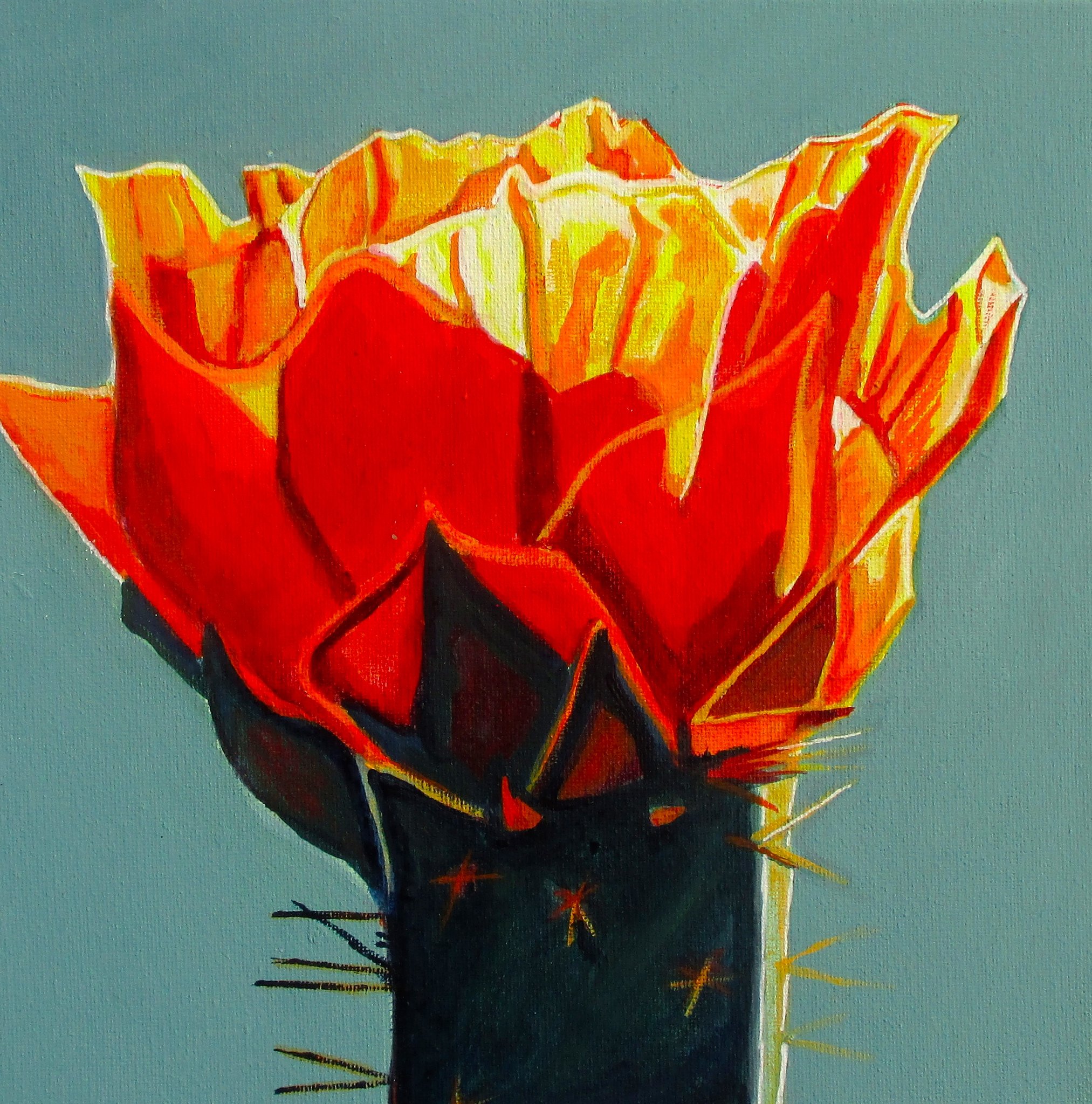 Firecracker Blossom, acrylic on canvas, 10 x 10,  SOLD