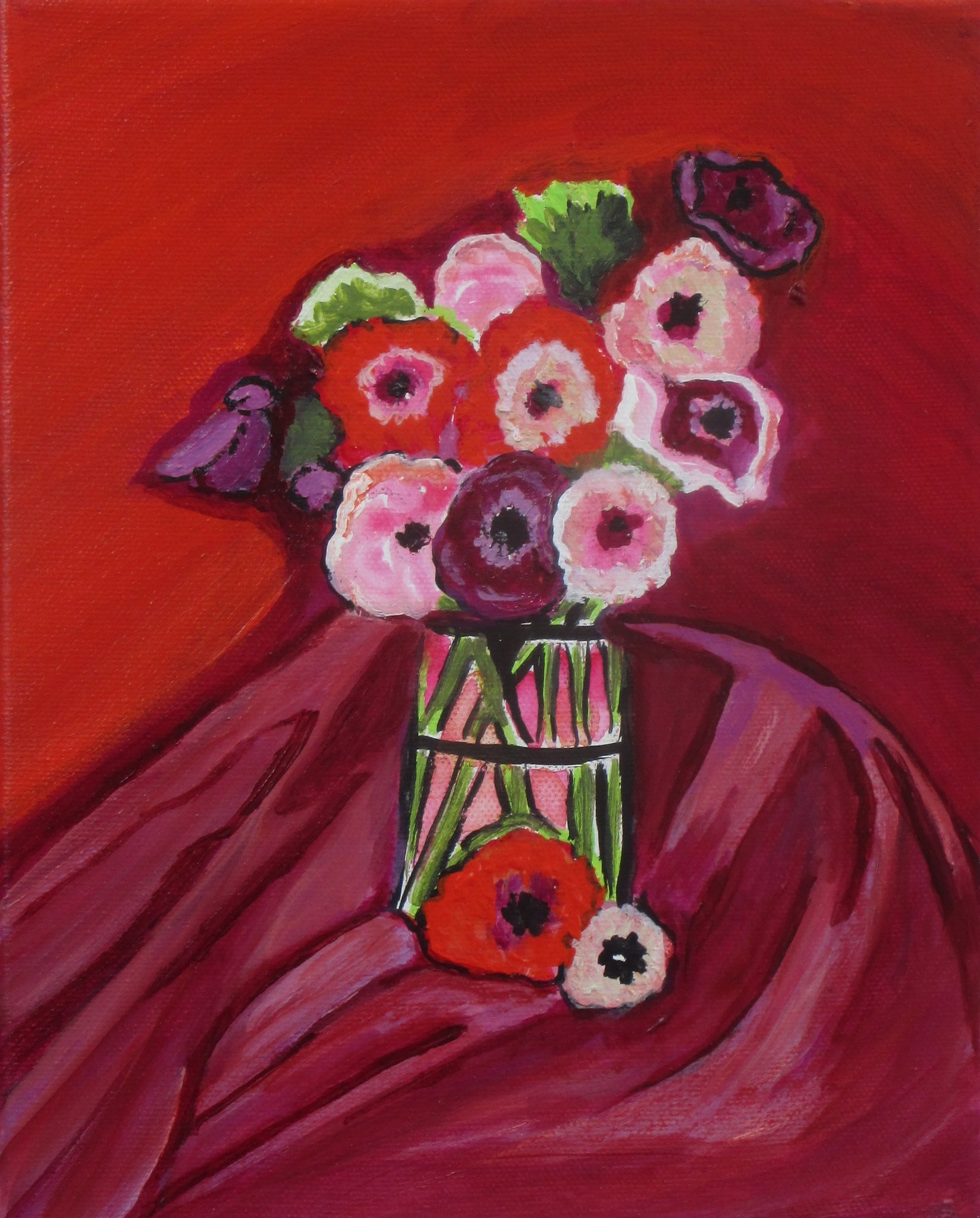Anemones, acrylic on canvas, 8 x 10 SOLD