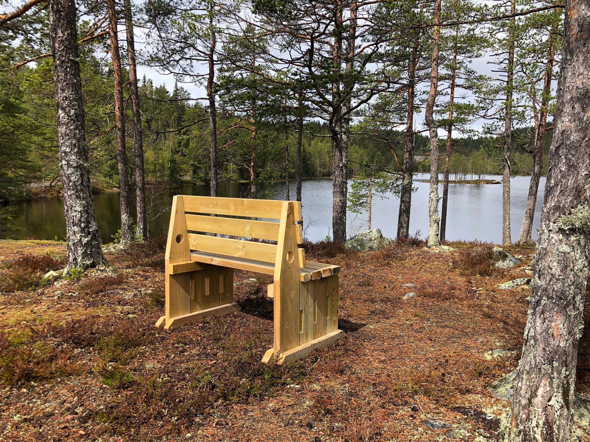 denne benken stå ca 9km bak Hovin Kirke og 1 km før Heie skole
