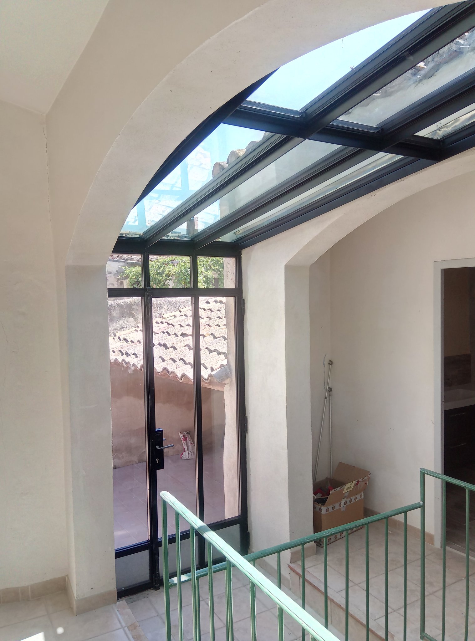 Verrière à rupture de pont thermique gamme jansen. Vitrage à contrôle solaire st Gobain. Villevieille, Gard (30) Métalu d'oc