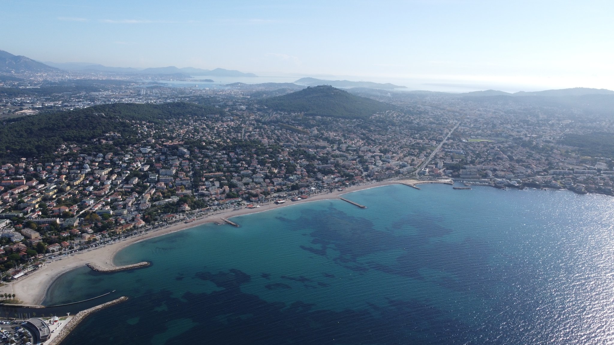 Vue du ciel baie de Sanary Six-Fours