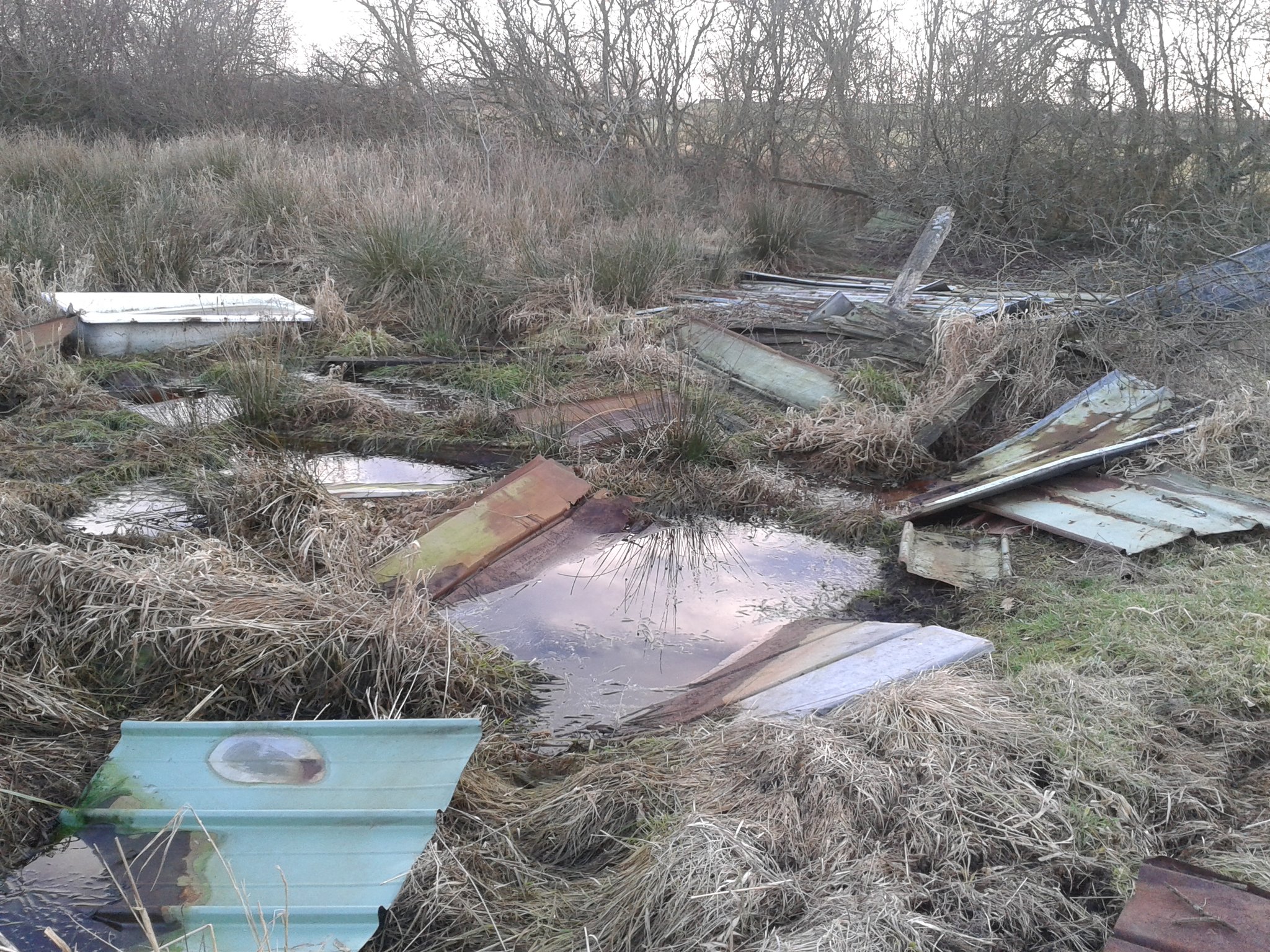 2015: Die Reste des zusammengebrochenen Tierunterstandes wurden von uns als erstes abgeräumt und entsorgt.