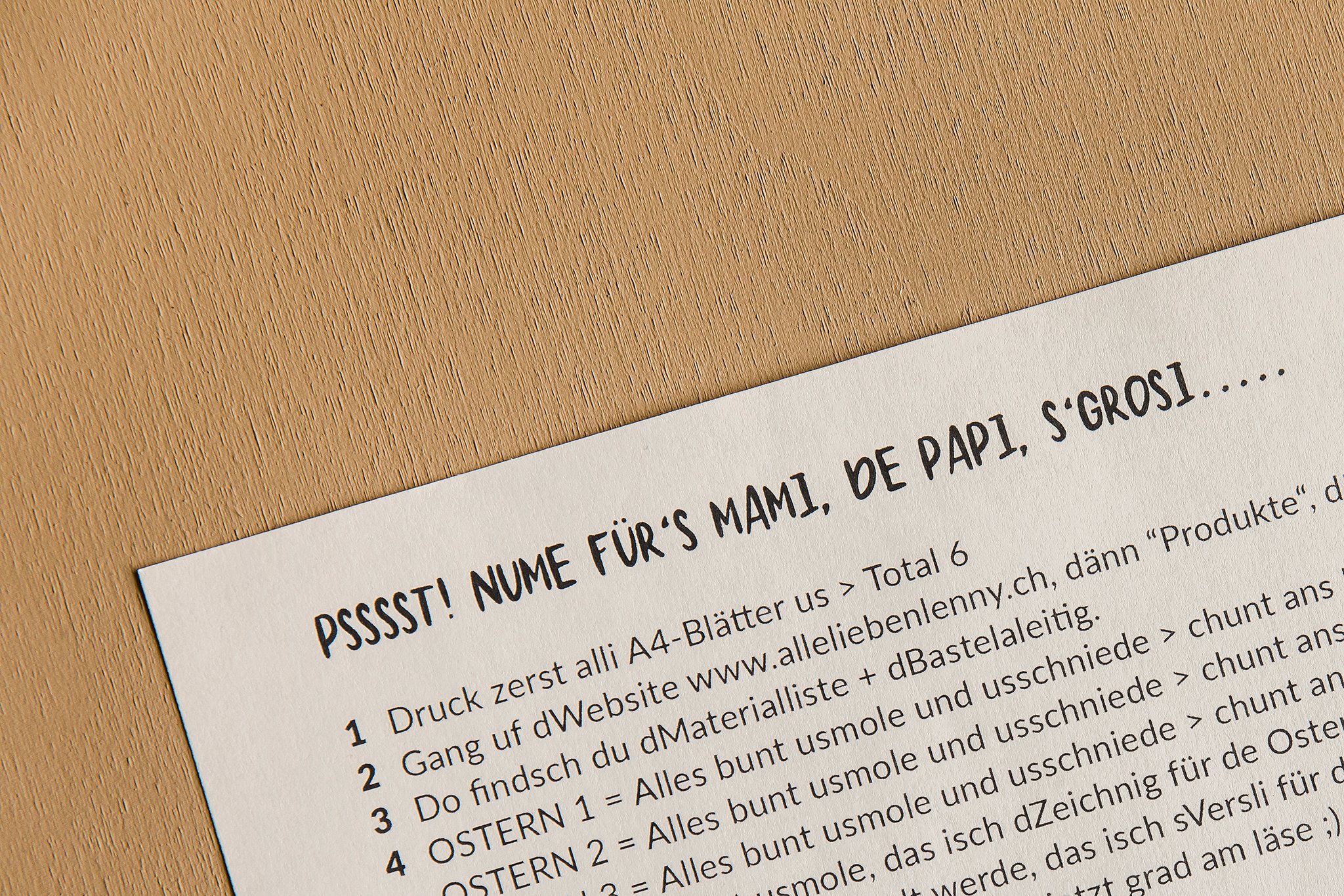 Wegleitung für's Mami, Papi, Grosi...