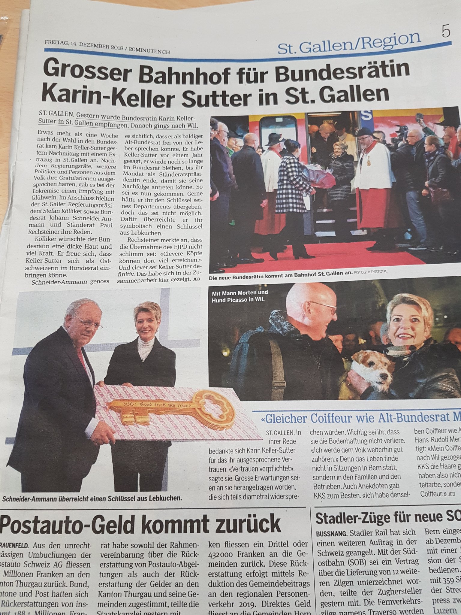 Biber für die neue Bundesrätin Karin Keller Sutter  (im 20 Min)