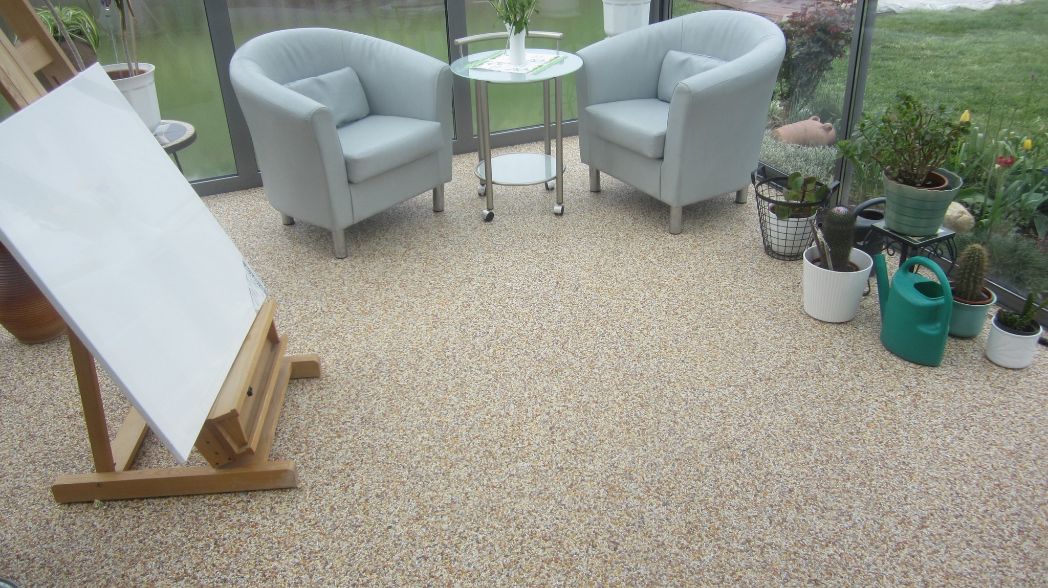 Wintergarten in Erfurt mit Steinteppich