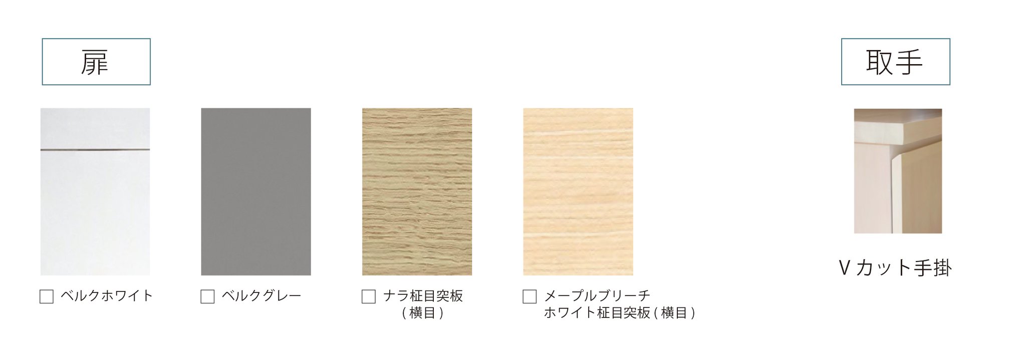 HACOオリジナルアイテム　simplekitchen　扉と取手の画像