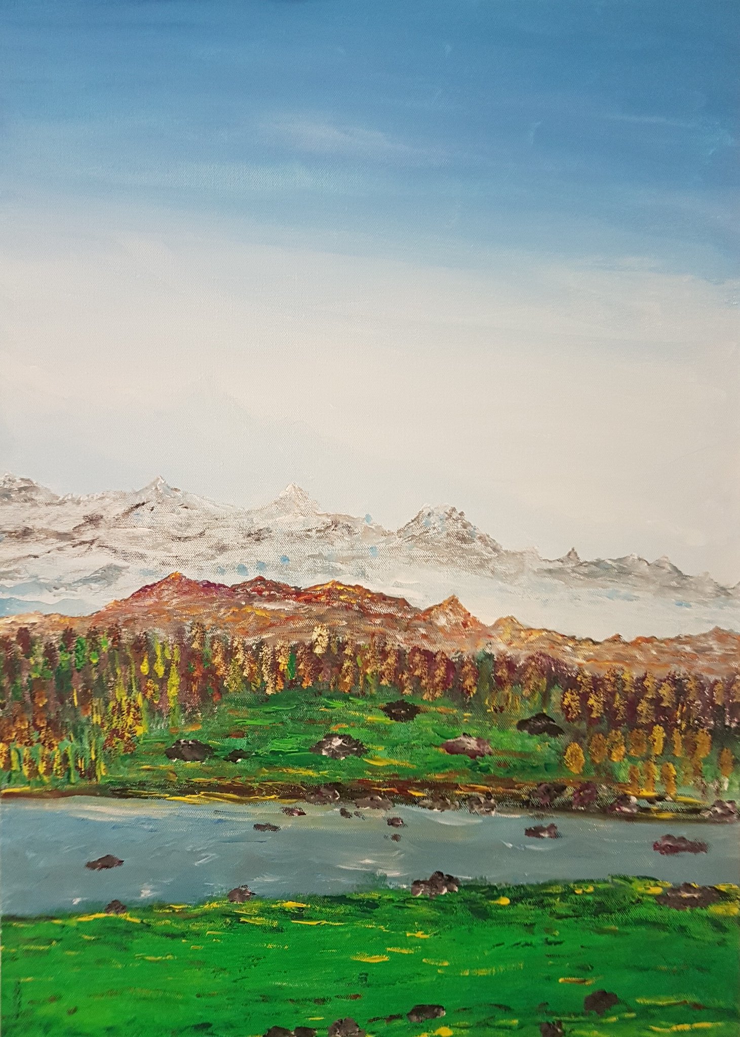 Bild Nr. 380, Format 50/70 cm, Berglandschaft, Fr. 630.00, in Ausstellung Hotel Schweizerhof, Sils-Maria