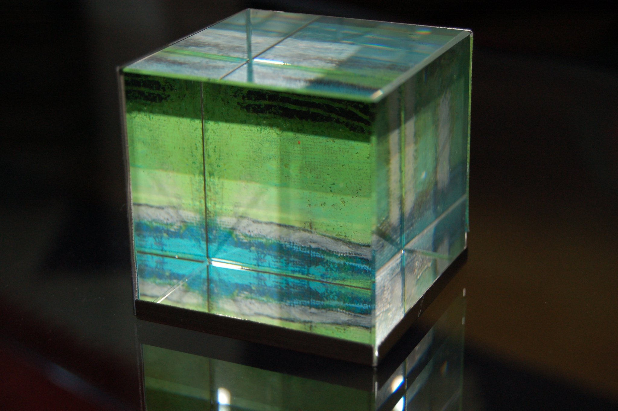 glaswürfel, acryl auf leinenpapier - 7 x 7  