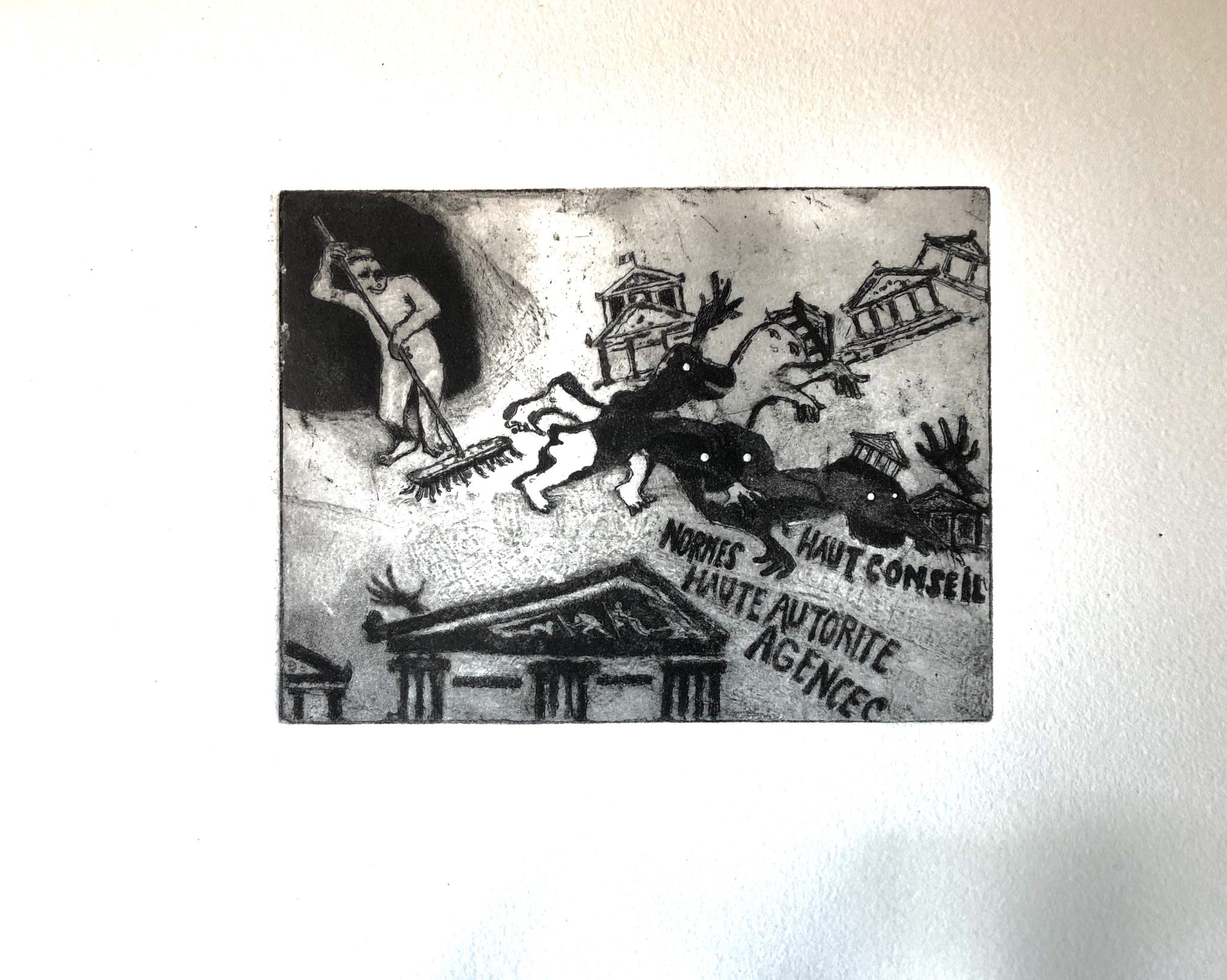 Héracles et les écuries d'Augias - Gravure - 20x15 cm