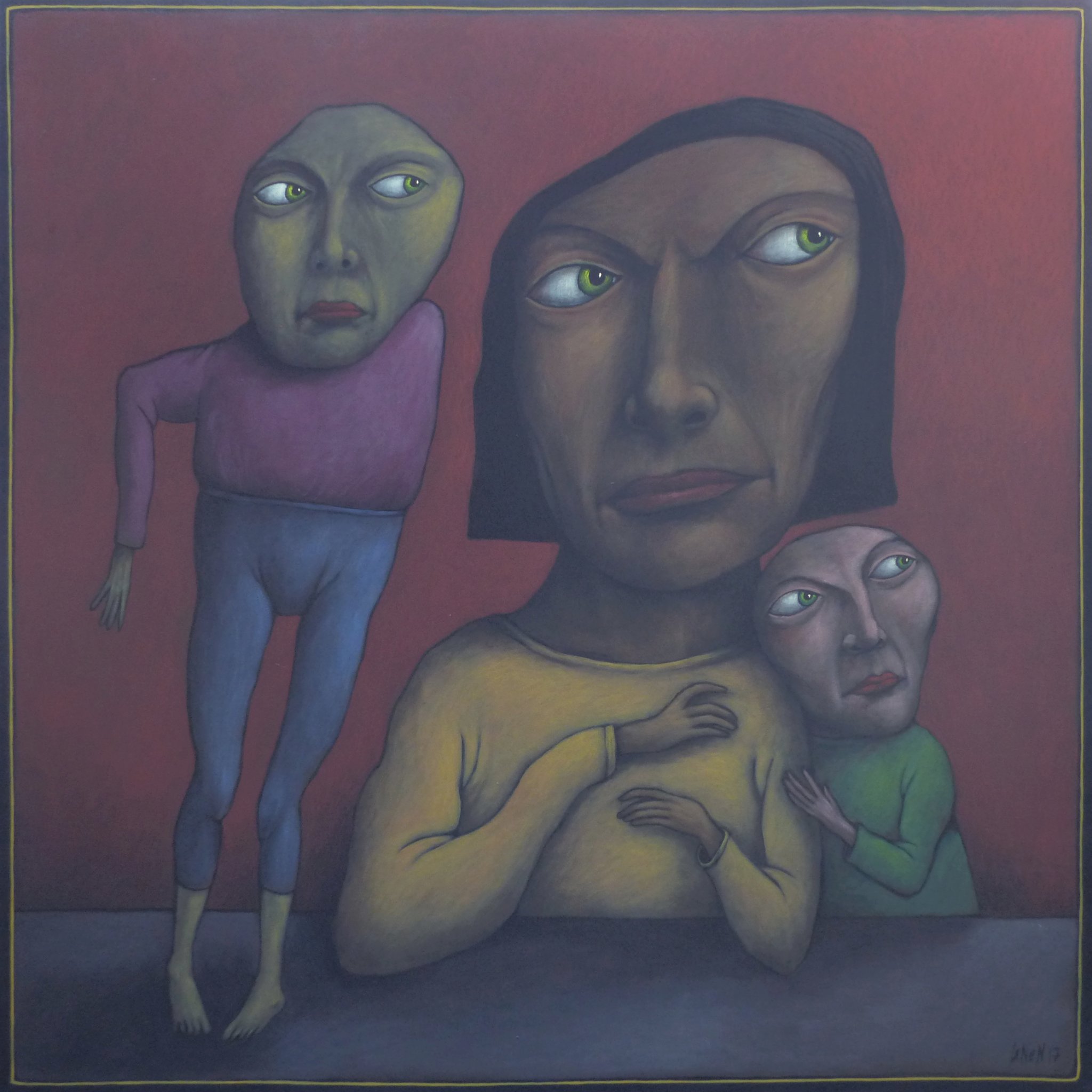 Une présence - oeuvre de Bernard LENEN -  acrylique sur toile - Dimensions :  100 x 100 cm. 2017