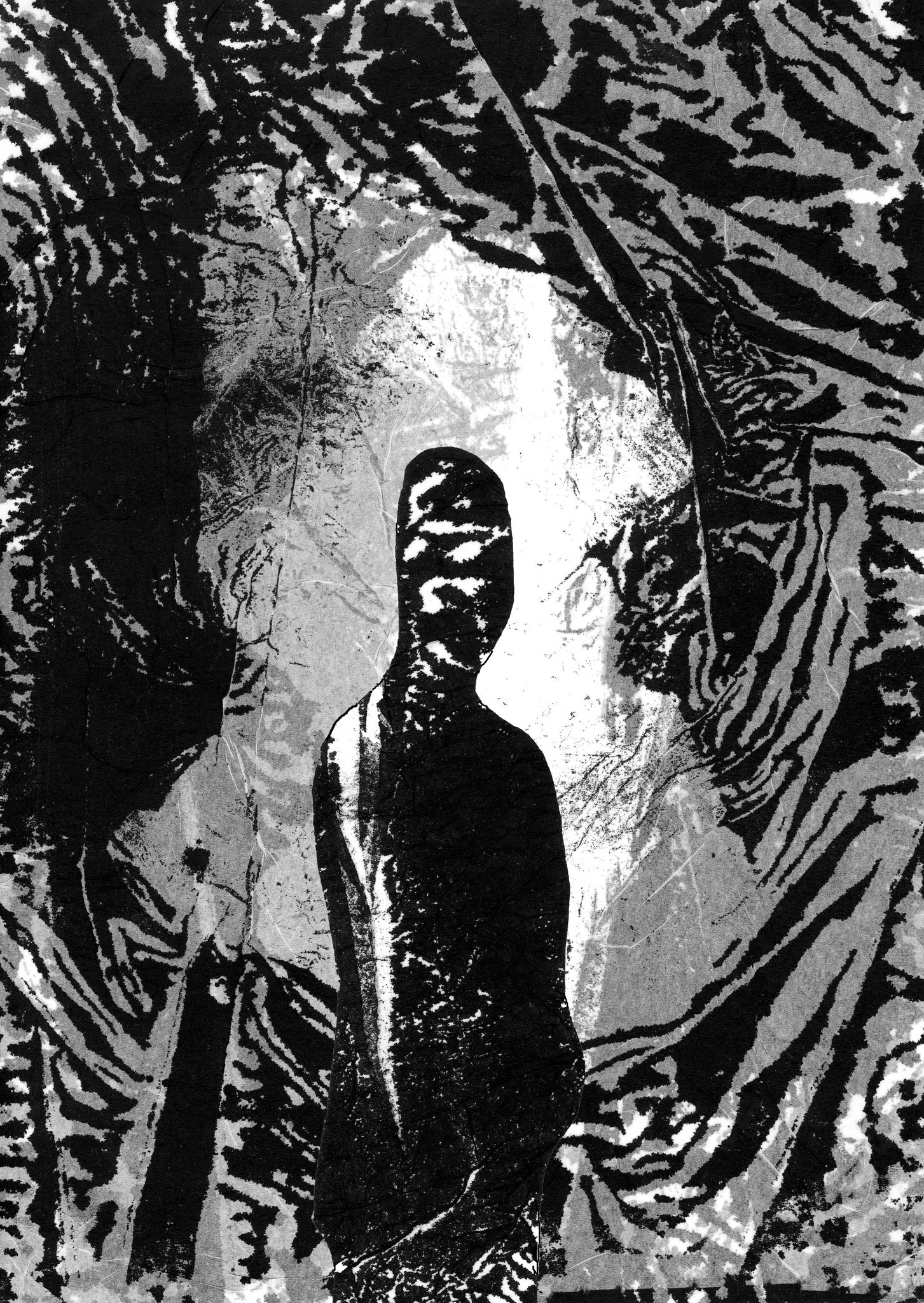 "Mise  en scène 1" - montage numérique sur papier mouchoir - 30x21cm