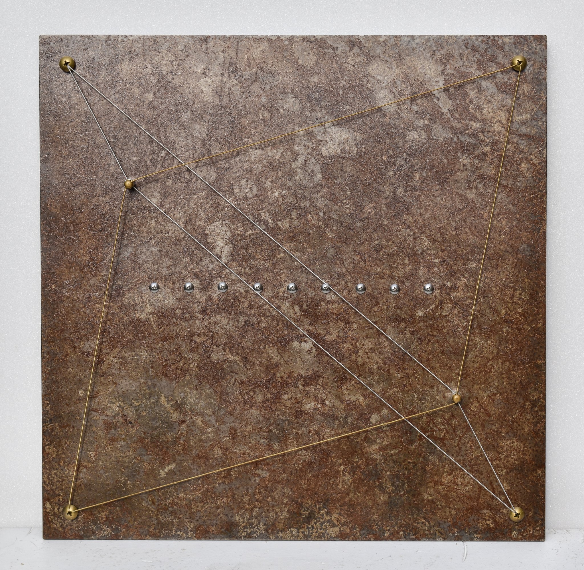 "Cosmos" - acier rouillé, laiton et inox - 45x45cm