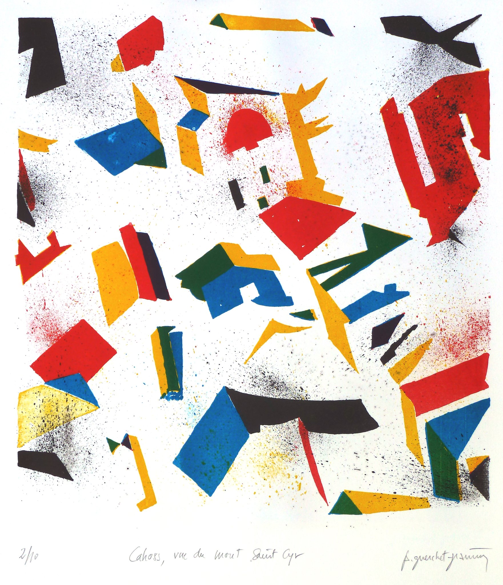 Cahors vue du mont st.Cyr - lithographie - 46x46 cm