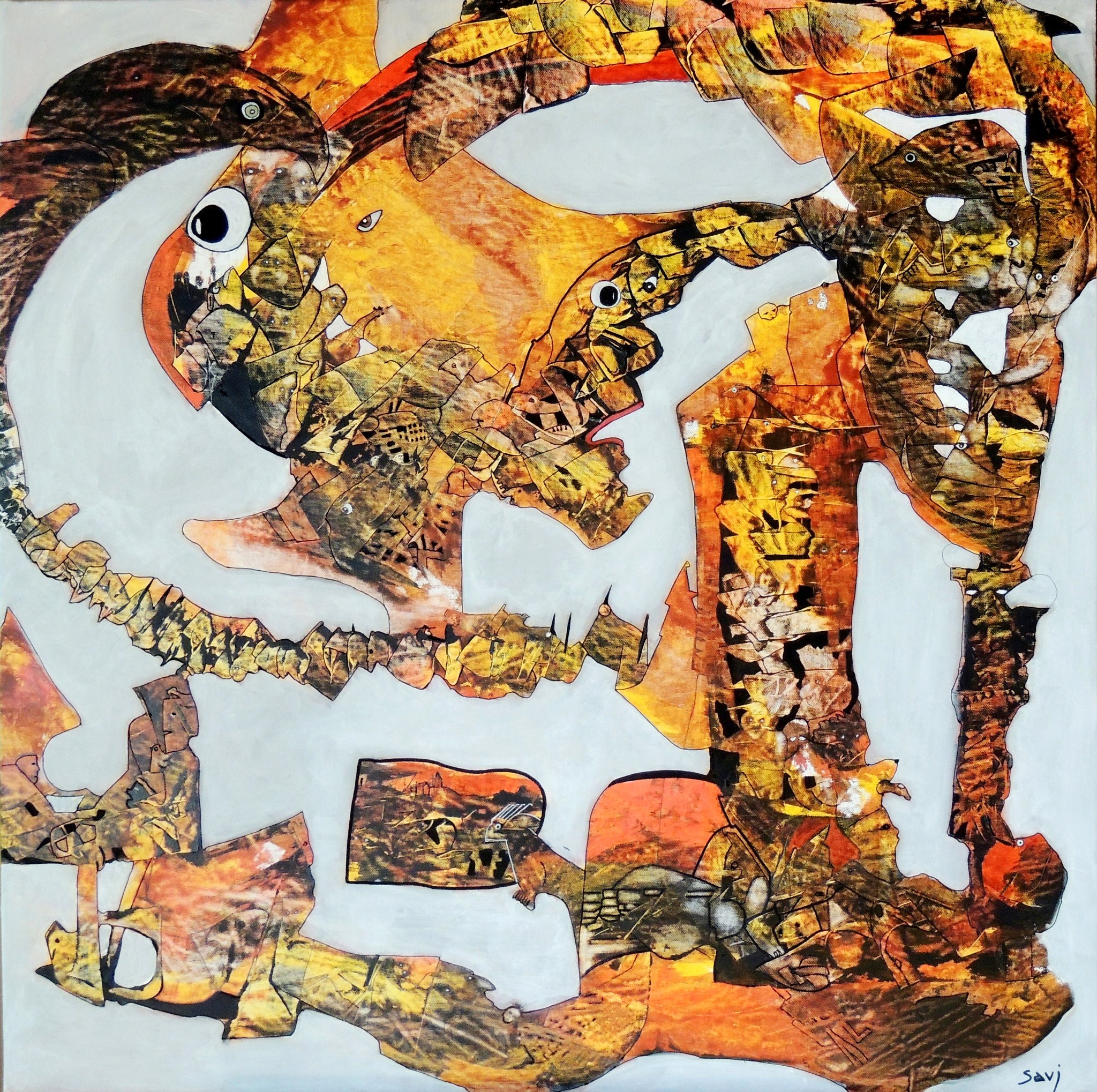 Pied de guerre - Technique mixte - 80x80 cm