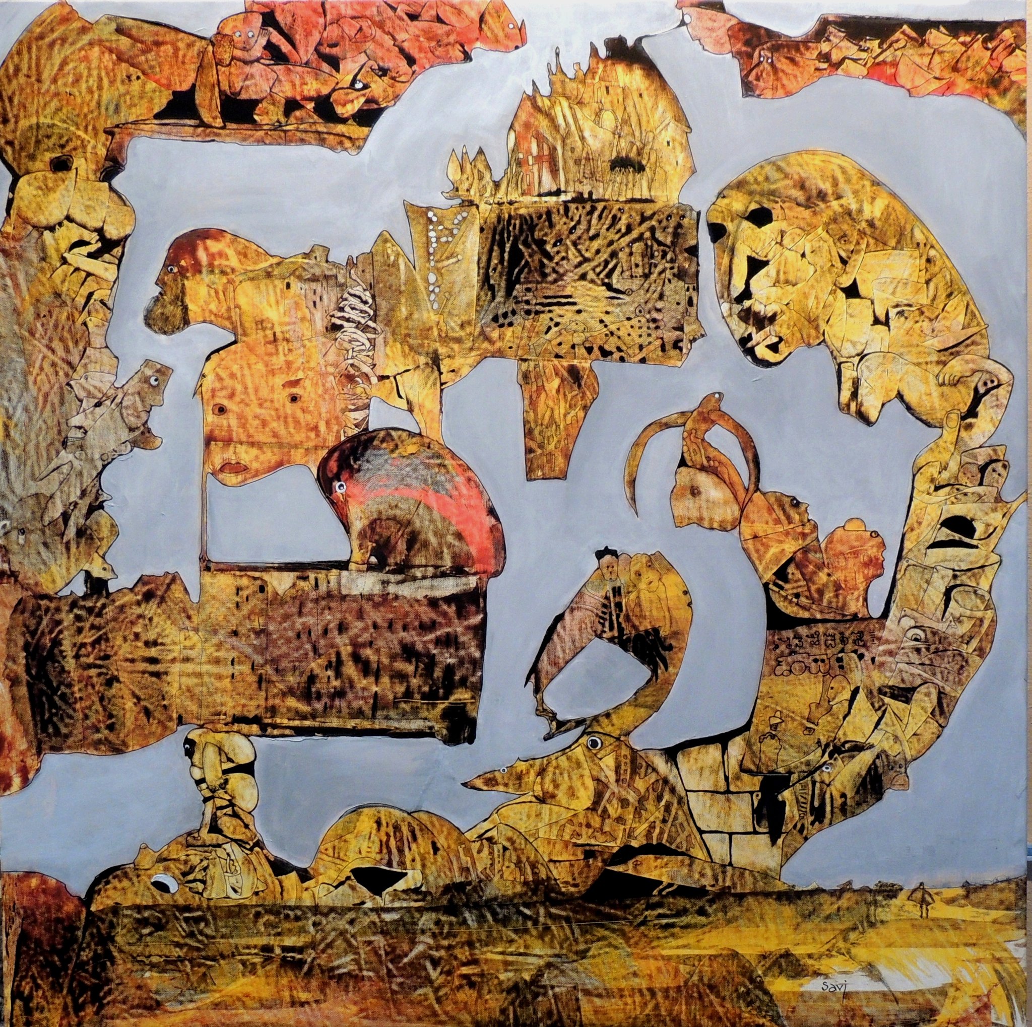 La malediction d'Atlas - Technique mixte - 80x80 cm