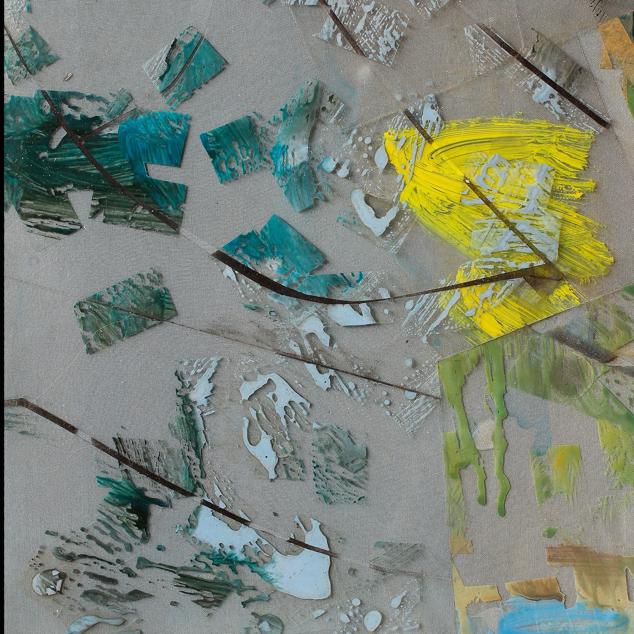 Détail. technique : collage, scotch, transparent, acrylique sous plexi. Jean-Noël Crépin