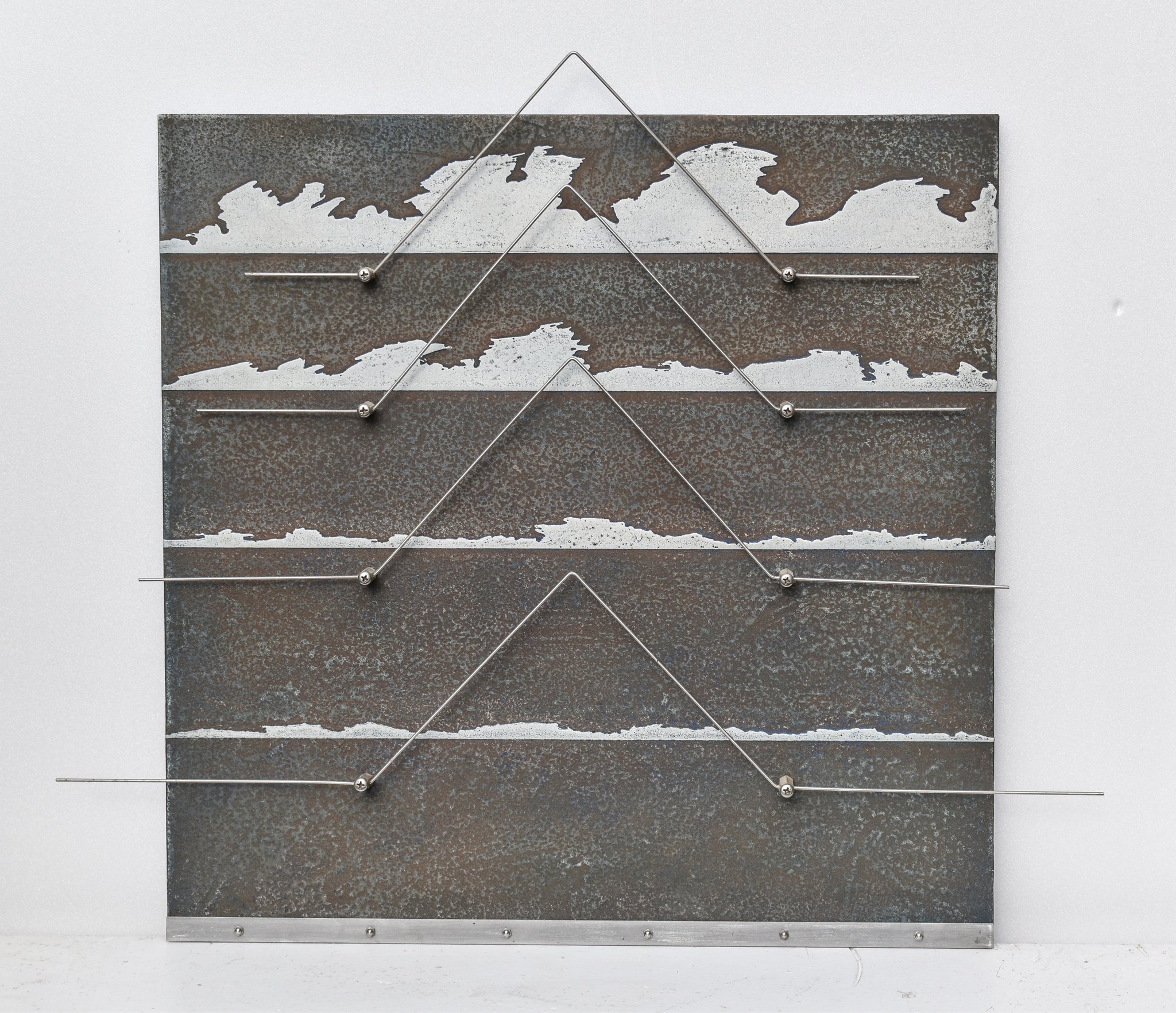 "Équilibre" - Aluminium gravé et tiges inox - 50x63cm