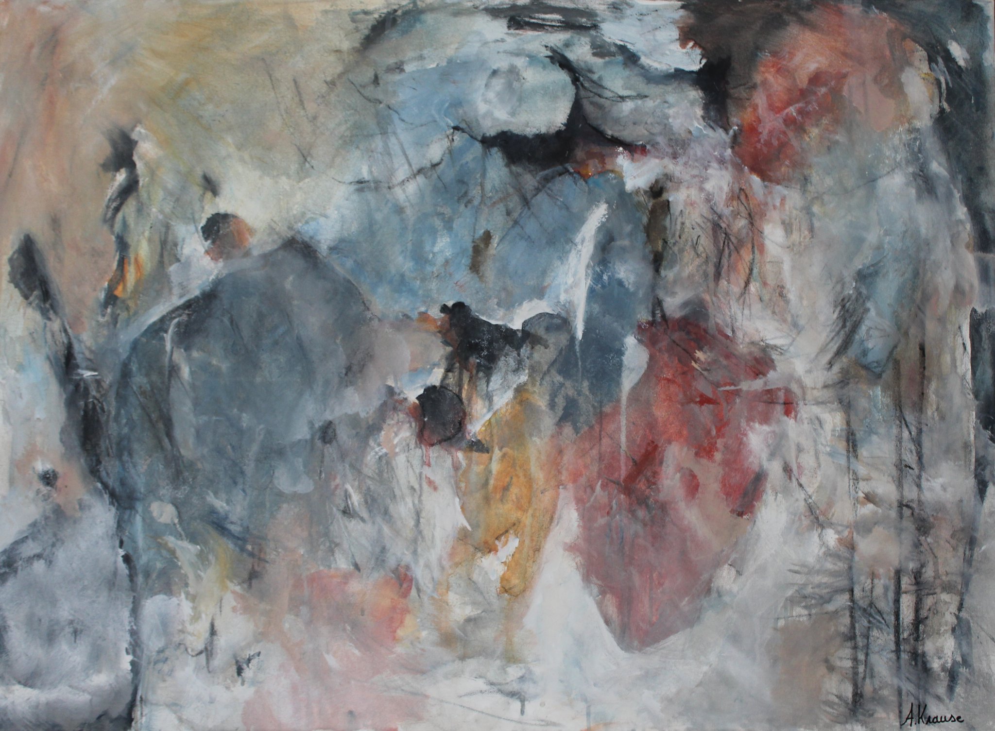 mon coeur suspendu - Acrylique sur toile - 100x73 cm