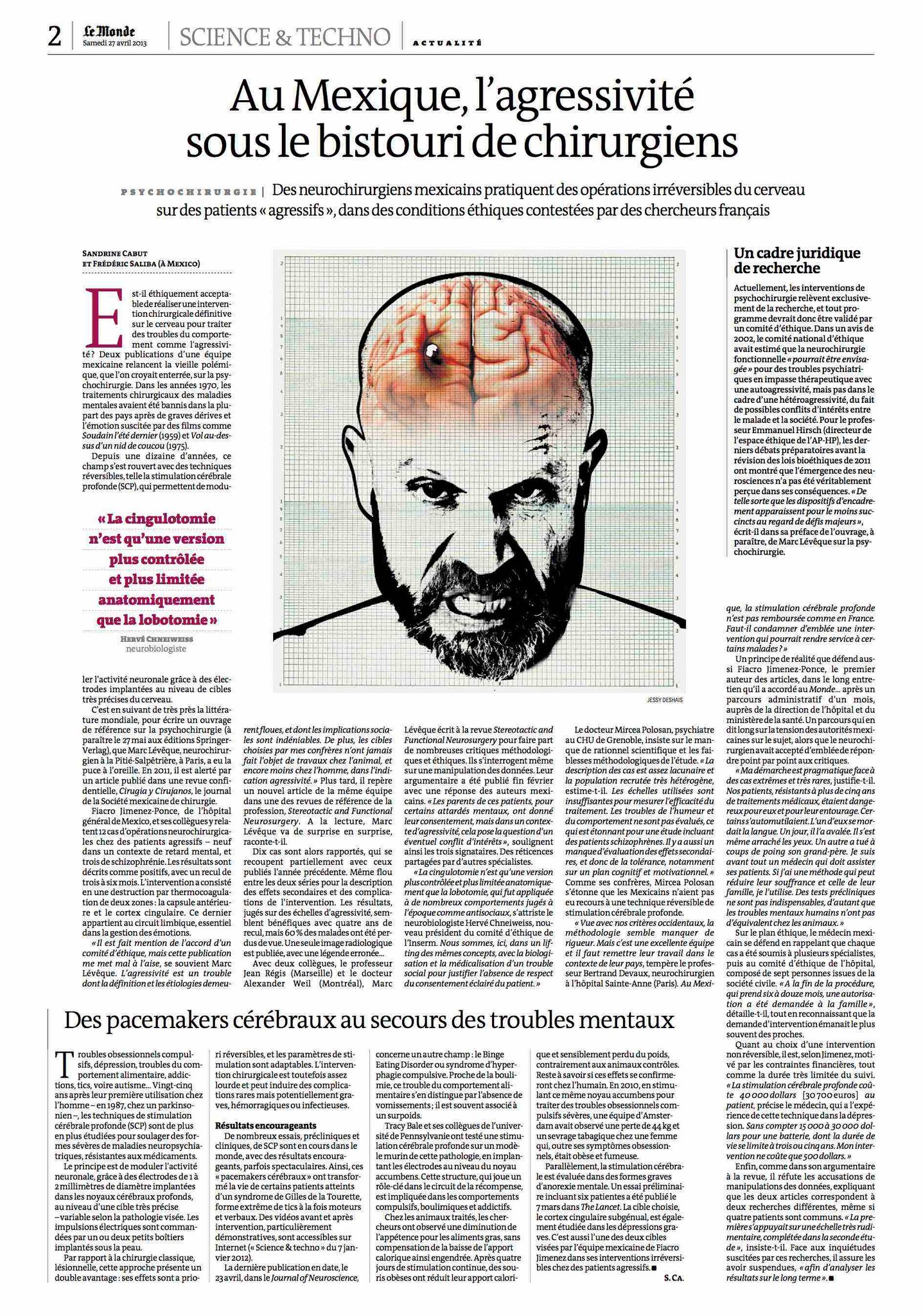 Le Monde - Au Mexique, l’agressivité sous le bistouri de chirurgiens - 27/04/2013
