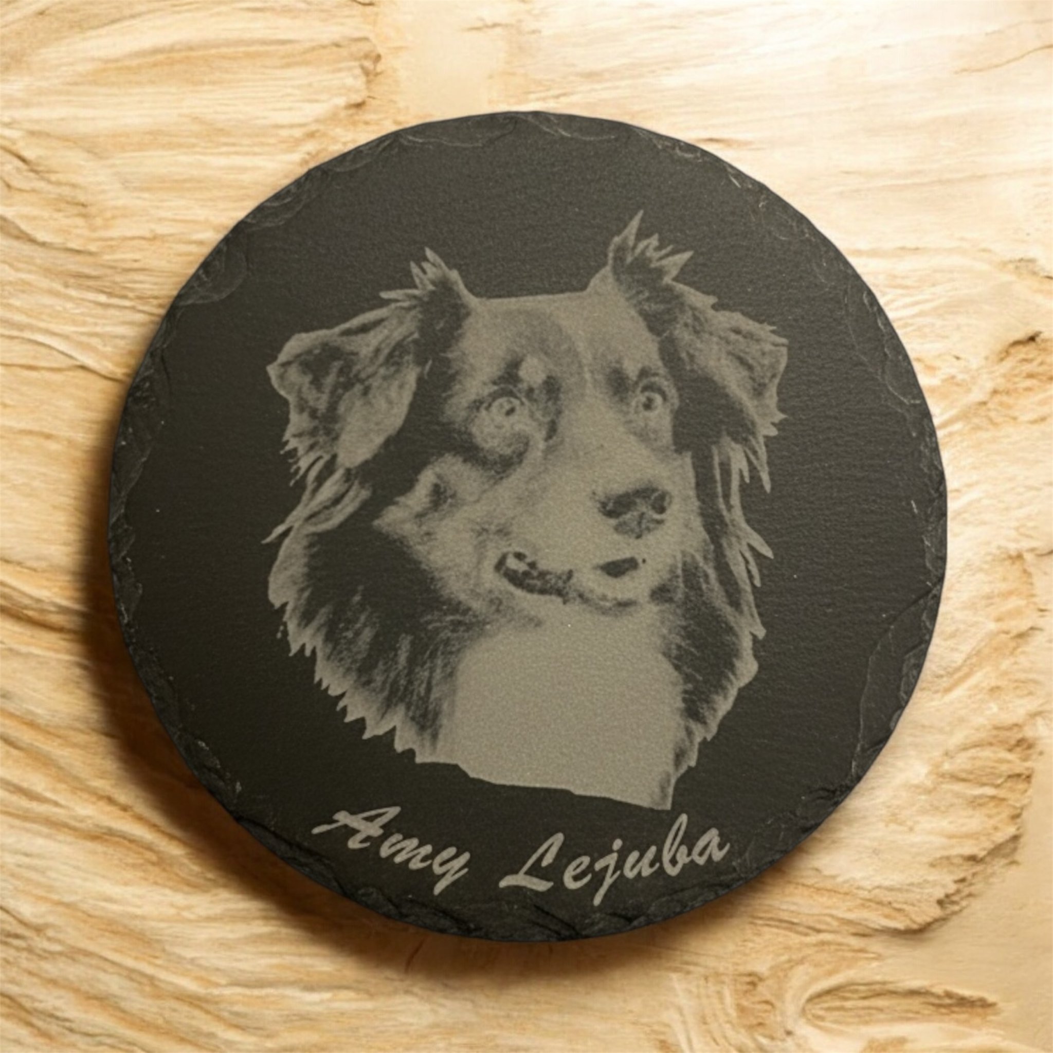 Schiefer-Andenken an Deinen Hund - Bildgravur