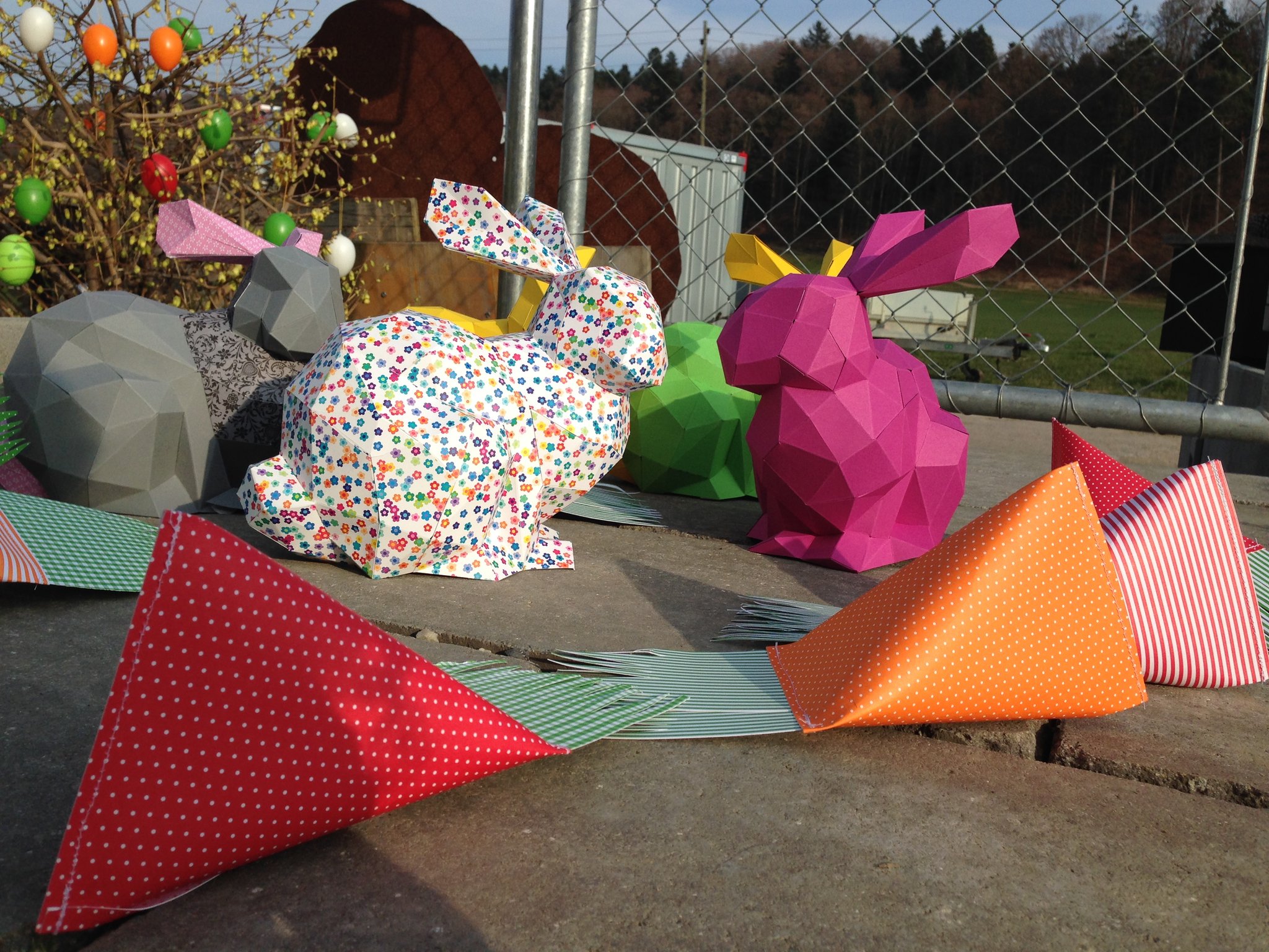 Papier Hasen gefaltet